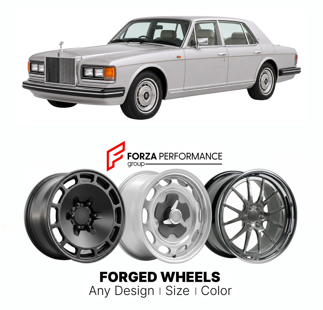 CUSTOM CLASSIC VINTAGE RESTOMOD RETRO OLD SCHOOL FORGED WHEELS RIMS for ROLLS-ROYCE SILVER SPIRIT II SZ-SERIES 1989 - 1993

Custom forged wheels for Rolls-Royce Silver Spirit II SZ-Series 1989 - 1993. Classic, vintage, restomod wheel designs made to order in custom sizes, offsets, colors and finishes.

We manufacture premium quality forged wheels rims for Rolls-Royce Silver Spirit II SZ-Series 1989 - 1993 in any design, size, color.

THIS WHEEL DESIGN CAN BE CUSTOM-MADE FOR YOUR CAR IN ANY SIZE AND COLOR OP