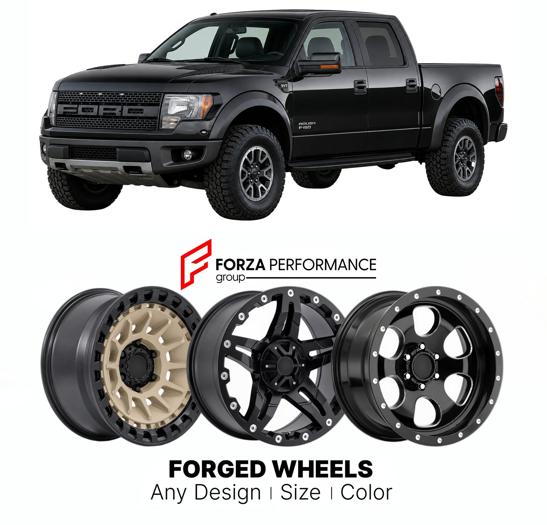 FORGED WHEELS RIMS for ROUSH F-150 RAPTOR 2010 - 2024

Custom forged wheels for Roush F-150 Raptor 2010 - 2024. Made-to-order monoblock, 2-piece and 3-piece rims in custom sizes, offsets, colors and finishes with guaranteed fitment.

We manufacture premium quality forged wheels rims for Roush F-150 Raptor 2010 - 2024 in any design, size, color.

THIS WHEEL DESIGN CAN BE CUSTOM-MADE FOR YOUR CAR IN ANY SIZE AND COLOR OPTIONS
Available in monoblock, 2-piece, 3-piece, duoblock, beadlock
3D wheel renderings are