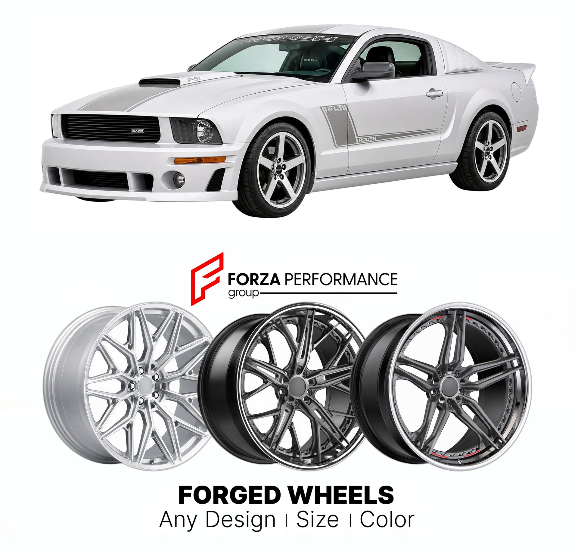 FORGED WHEELS RIMS for ROUSH MUSTANG P-51 LIMITED SUPERCHARGED MODEL 2008 - 2017

Custom forged wheels for Roush Mustang P-51 Limited Supercharged Model 2008 - 2017. Made-to-order monoblock, 2-piece and 3-piece rims in custom sizes, offsets, colors and finishes with guaranteed fitment.

We manufacture premium quality forged wheels rims for Roush Mustang P-51 Limited Supercharged Model 2008 - 2017 in any design, size, color.

THIS WHEEL DESIGN CAN BE CUSTOM-MADE FOR YOUR CAR IN ANY SIZE AND COLOR OPTIONS
Ava
