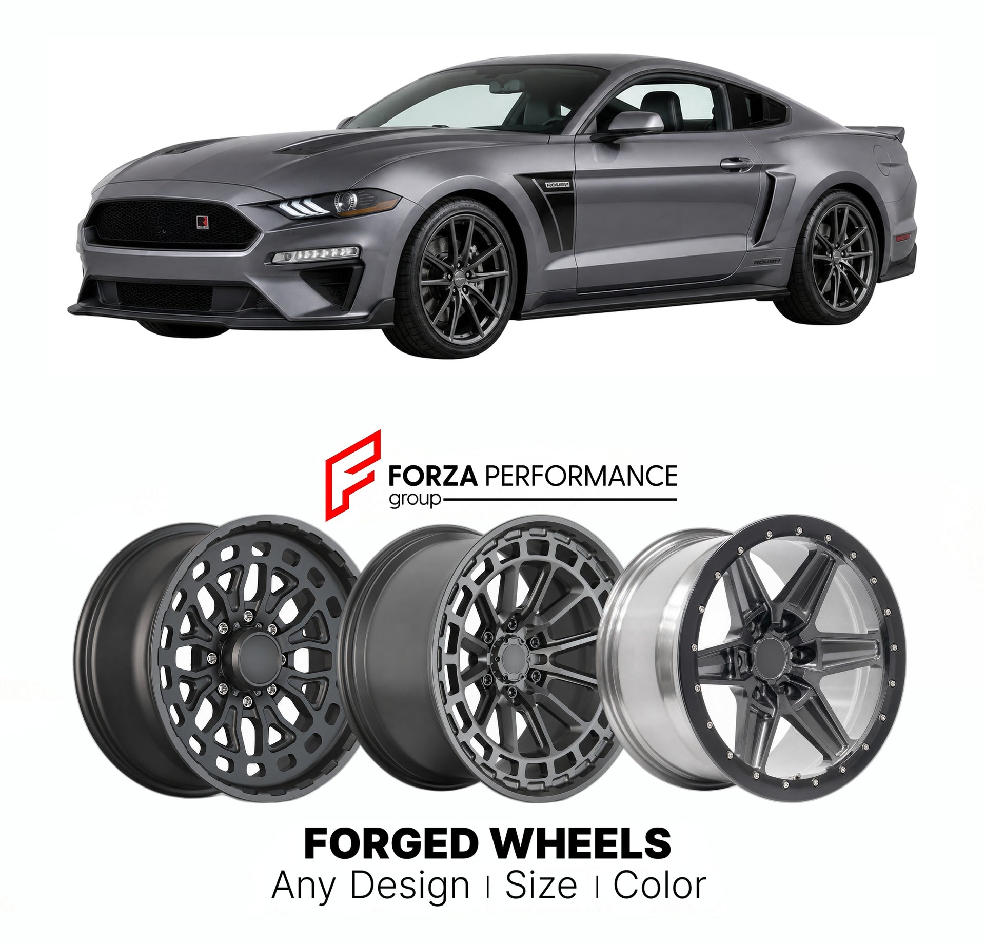 FORGED WHEELS RIMS for ROUSH MUSTANG TRAKPAK SN95 NEW EDGE S197 S550 1995+

Custom forged wheels for Roush Mustang TrakPak SN95 New Edge S197 S550 1995+. Made-to-order monoblock, 2-piece and 3-piece rims in custom sizes, offsets, colors and finishes with guaranteed fitment.

We manufacture premium quality forged wheels rims for Roush Mustang TrakPak SN95 New Edge S197 S550 1995+ in any design, size, color.

THIS WHEEL DESIGN CAN BE CUSTOM-MADE FOR YOUR CAR IN ANY SIZE AND COLOR OPTIONS
Available in monobloc