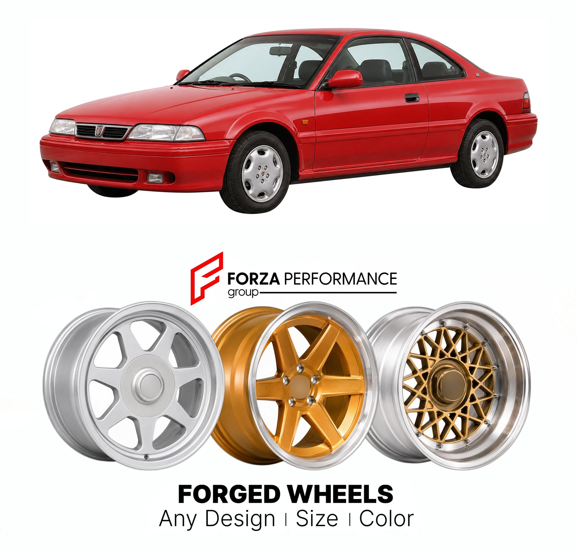 CUSTOM CLASSIC VINTAGE RESTOMOD RETRO OLD SCHOOL FORGED WHEELS RIMS for ROVER 200 COUPE 1992 - 1998

Custom forged wheels for Rover 200 Coupe 1992 - 1998. Classic, vintage, restomod wheel designs made to order in custom sizes, offsets, colors and finishes.

We manufacture premium quality forged wheels rims for Rover 200 Coupe 1992 - 1998 in any design, size, color.

THIS WHEEL DESIGN CAN BE CUSTOM-MADE FOR YOUR CAR IN ANY SIZE AND COLOR OPTIONS
Available in monoblock, 2-piece, 3-piece, duoblock, beadlock
3D