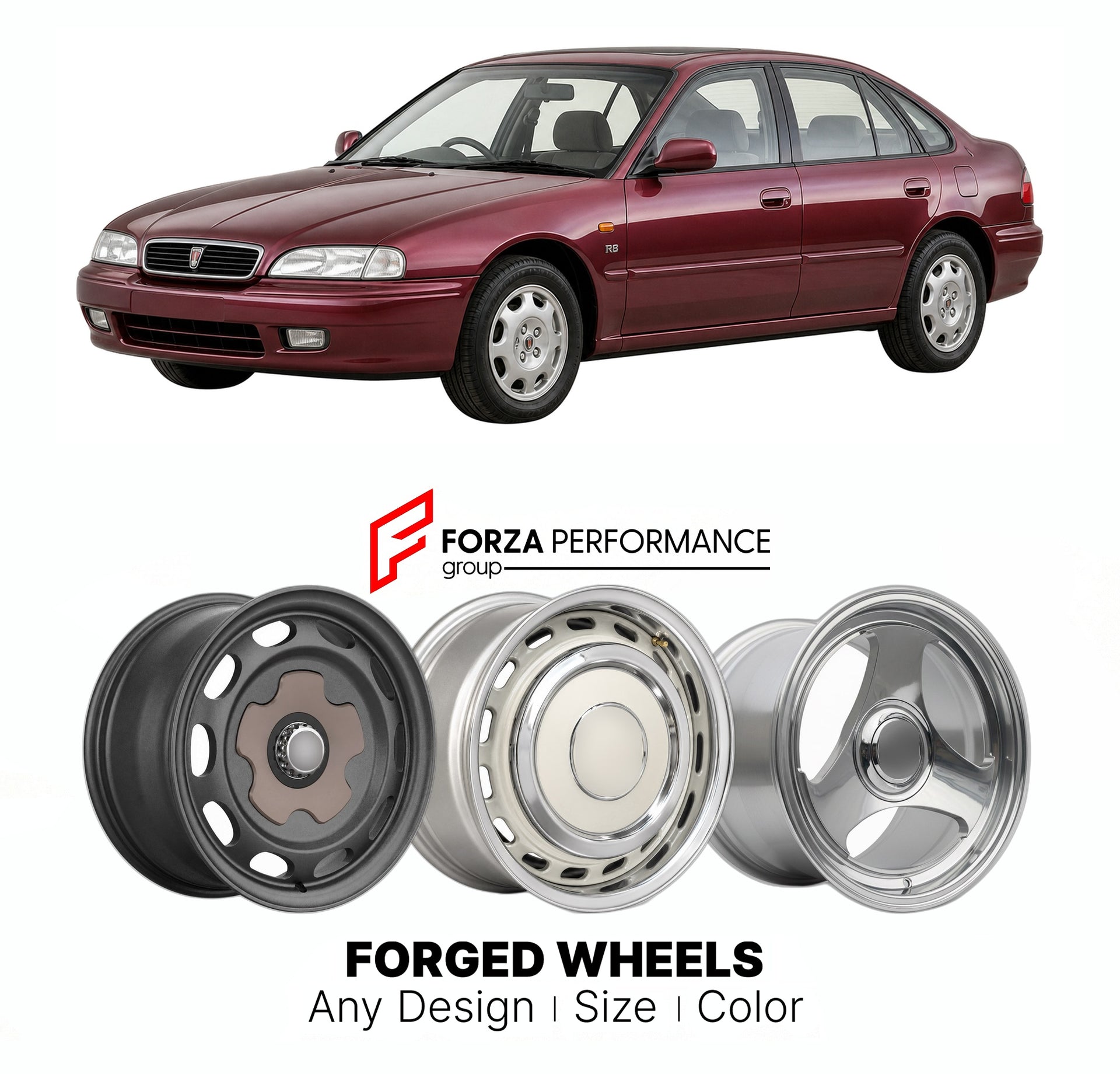 CUSTOM CLASSIC VINTAGE RESTOMOD RETRO OLD SCHOOL FORGED WHEELS RIMS for ROVER 400 R8 HH-R 1990 - 1999

Custom forged wheels for Rover 400 R8 HH-R 1990 - 1999. Classic, vintage, restomod wheel designs made to order in custom sizes, offsets, colors and finishes.

We manufacture premium quality forged wheels rims for Rover 400 R8 HH-R 1990 - 1999 in any design, size, color.

THIS WHEEL DESIGN CAN BE CUSTOM-MADE FOR YOUR CAR IN ANY SIZE AND COLOR OPTIONS
Available in monoblock, 2-piece, 3-piece, duoblock, beadl