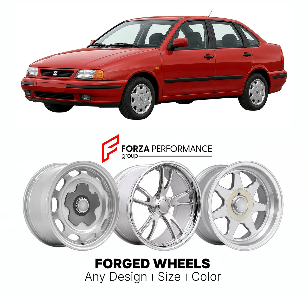 CUSTOM CLASSIC VINTAGE RESTOMOD RETRO OLD SCHOOL FORGED WHEELS RIMS for SEAT CORDOBA MK 1 1993 - 2002

Custom forged wheels for SEAT Cordoba MK 1 1993 - 2002. Classic, vintage, restomod wheel designs made to order in custom sizes, offsets, colors and finishes.

We manufacture premium quality forged wheels rims for SEAT Cordoba MK 1 1993 - 2002 in any design, size, color.

THIS WHEEL DESIGN CAN BE CUSTOM-MADE FOR YOUR CAR IN ANY SIZE AND COLOR OPTIONS
Available in monoblock, 2-piece, 3-piece, duoblock, beadl