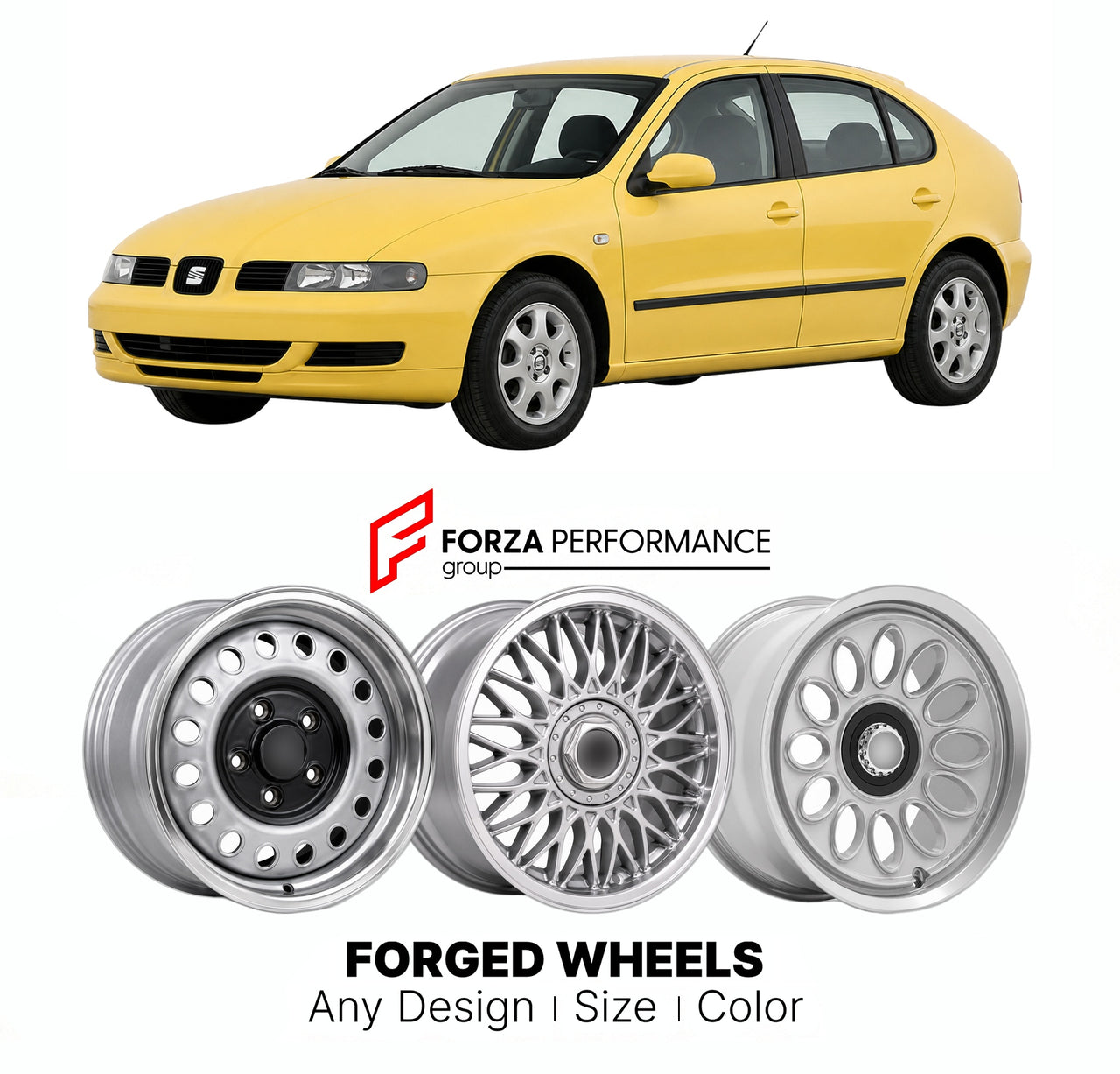 CUSTOM CLASSIC VINTAGE RESTOMOD RETRO OLD SCHOOL FORGED WHEELS RIMS for SEAT LEON MK 1 1999 - 2005

Custom forged wheels for SEAT Leon MK 1 1999 - 2005. Classic, vintage, restomod wheel designs made to order in custom sizes, offsets, colors and finishes.

We manufacture premium quality forged wheels rims for SEAT Leon MK 1 1999 - 2005 in any design, size, color.

THIS WHEEL DESIGN CAN BE CUSTOM-MADE FOR YOUR CAR IN ANY SIZE AND COLOR OPTIONS
Available in monoblock, 2-piece, 3-piece, duoblock, beadlock
3D wh