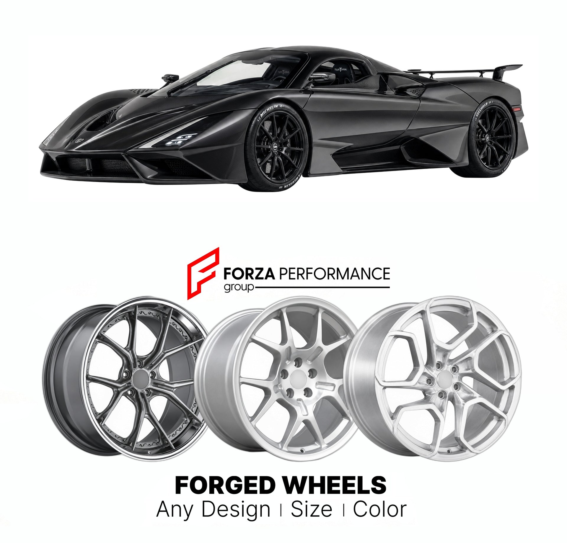 FORGED WHEELS RIMS for SSC TUATARA AGGRESSOR 2020+

Custom forged wheels for SSC Tuatara Aggressor 2020+. Made-to-order monoblock, 2-piece and 3-piece rims in custom sizes, offsets, colors and finishes with guaranteed fitment.

We manufacture premium quality forged wheels rims for SSC Tuatara Aggressor 2020+ in any design, size, color.

THIS WHEEL DESIGN CAN BE CUSTOM-MADE FOR YOUR CAR IN ANY SIZE AND COLOR OPTIONS
Available in monoblock, 2-piece, 3-piece, duoblock, beadlock
3D wheel renderings are provided