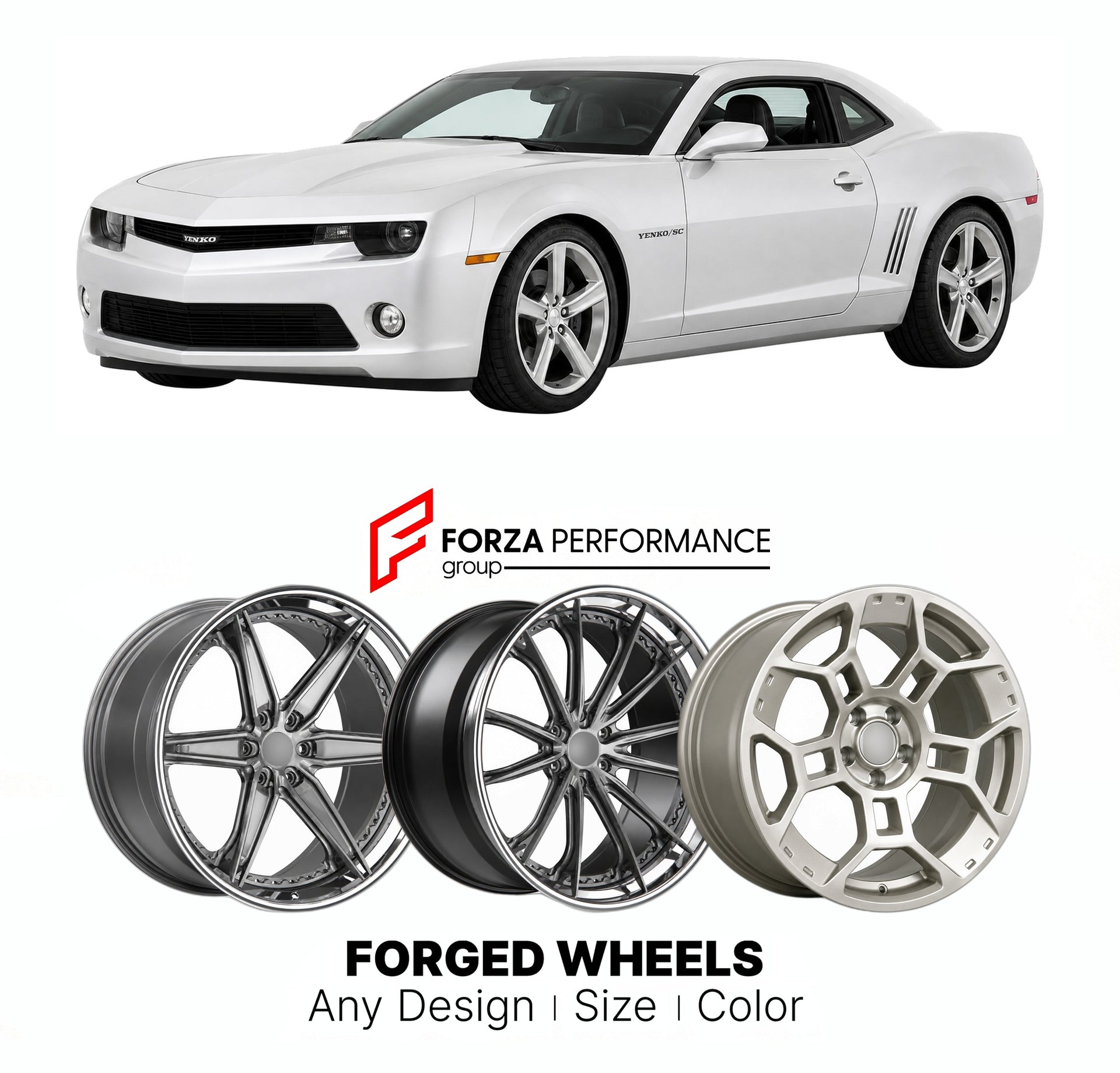 FORGED WHEELS RIMS for SVE YENKO SC CAMARO SPECIALTY VEHICLE ENGINEERING PACKAGE 2010+

Custom forged wheels for SVE Yenko SC Camaro Specialty Vehicle Engineering Package 2010+. Made-to-order monoblock, 2-piece and 3-piece rims in custom sizes, offsets, colors and finishes with guaranteed fitment.

We manufacture premium quality forged wheels rims for SVE Yenko SC Camaro Specialty Vehicle Engineering Package 2010+ in any design, size, color.

THIS WHEEL DESIGN CAN BE CUSTOM-MADE FOR YOUR CAR IN ANY SIZE AND