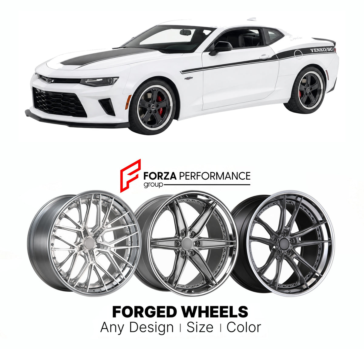 FORGED WHEELS RIMS for SVE YENKO SC CAMARO STAGE II SVE 2018 - 2018

Custom forged wheels for SVE Yenko SC Camaro Stage II SVE 2018 - 2018. Made-to-order monoblock, 2-piece and 3-piece rims in custom sizes, offsets, colors and finishes with guaranteed fitment.

We manufacture premium quality forged wheels rims for SVE Yenko SC Camaro Stage II SVE 2018 - 2018 in any design, size, color.

THIS WHEEL DESIGN CAN BE CUSTOM-MADE FOR YOUR CAR IN ANY SIZE AND COLOR OPTIONS
Available in monoblock, 2-piece, 3-piece, 