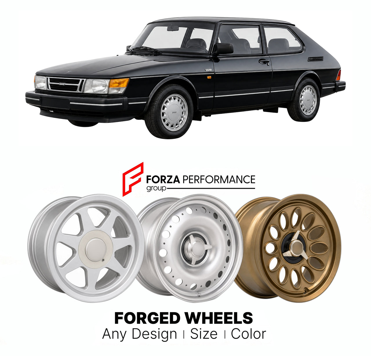 CUSTOM CLASSIC VINTAGE RESTOMOD RETRO OLD SCHOOL FORGED WHEELS RIMS for SAAB 900 CLASSIC 1978 - 1993

Custom forged wheels for Saab 900 Classic 1978 - 1993. Classic, vintage, restomod wheel designs made to order in custom sizes, offsets, colors and finishes.

We manufacture premium quality forged wheels rims for Saab 900 Classic 1978 - 1993 in any design, size, color.

THIS WHEEL DESIGN CAN BE CUSTOM-MADE FOR YOUR CAR IN ANY SIZE AND COLOR OPTIONS
Available in monoblock, 2-piece, 3-piece, duoblock, beadlock