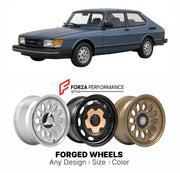 CUSTOM CLASSIC VINTAGE RESTOMOD RETRO OLD SCHOOL FORGED WHEELS RIMS for SAAB 900 CLASSIC 1978 - 1994

Custom forged wheels for Saab 900 Classic 1978 - 1994. Classic, vintage, restomod wheel designs made to order in custom sizes, offsets, colors and finishes.

We manufacture premium quality forged wheels rims for Saab 900 Classic 1978 - 1994 in any design, size, color.

THIS WHEEL DESIGN CAN BE CUSTOM-MADE FOR YOUR CAR IN ANY SIZE AND COLOR OPTIONS
Available in monoblock, 2-piece, 3-piece, duoblock, beadlock