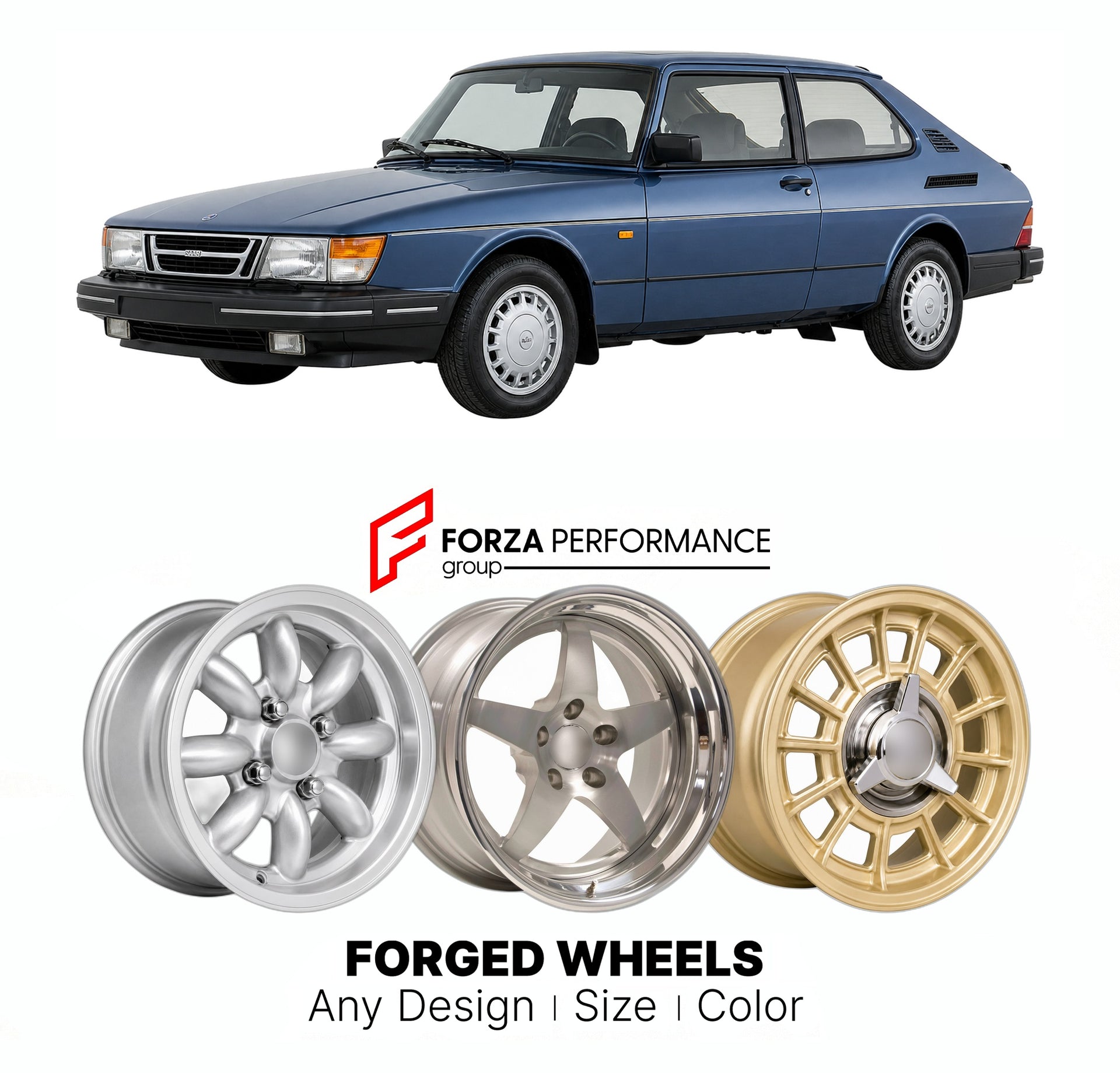 CUSTOM CLASSIC VINTAGE RESTOMOD RETRO OLD SCHOOL FORGED WHEELS RIMS for SAAB 900 CLASSIC 1986 - 1994

Custom forged wheels for Saab 900 Classic 1986 - 1994. Classic, vintage, restomod wheel designs made to order in custom sizes, offsets, colors and finishes.

We manufacture premium quality forged wheels rims for Saab 900 Classic 1986 - 1994 in any design, size, color.

THIS WHEEL DESIGN CAN BE CUSTOM-MADE FOR YOUR CAR IN ANY SIZE AND COLOR OPTIONS
Available in monoblock, 2-piece, 3-piece, duoblock, beadlock