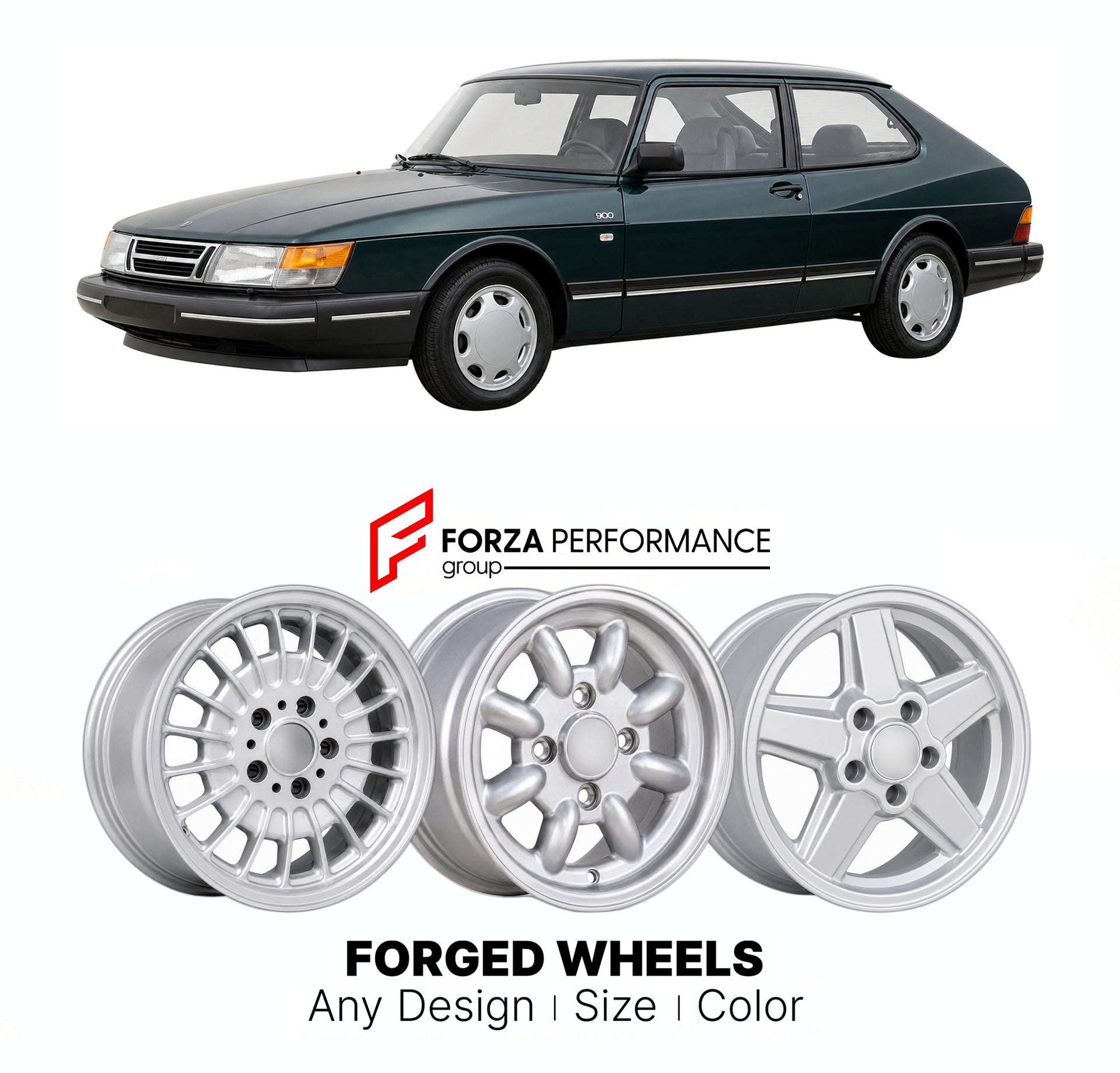 CUSTOM CLASSIC VINTAGE RESTOMOD RETRO OLD SCHOOL FORGED WHEELS RIMS for SAAB 900 NG 1993 - 1998

Custom forged wheels for Saab 900 NG 1993 - 1998. Classic, vintage, restomod wheel designs made to order in custom sizes, offsets, colors and finishes.

We manufacture premium quality forged wheels rims for Saab 900 NG 1993 - 1998 in any design, size, color.

THIS WHEEL DESIGN CAN BE CUSTOM-MADE FOR YOUR CAR IN ANY SIZE AND COLOR OPTIONS
Available in monoblock, 2-piece, 3-piece, duoblock, beadlock
3D wheel rende