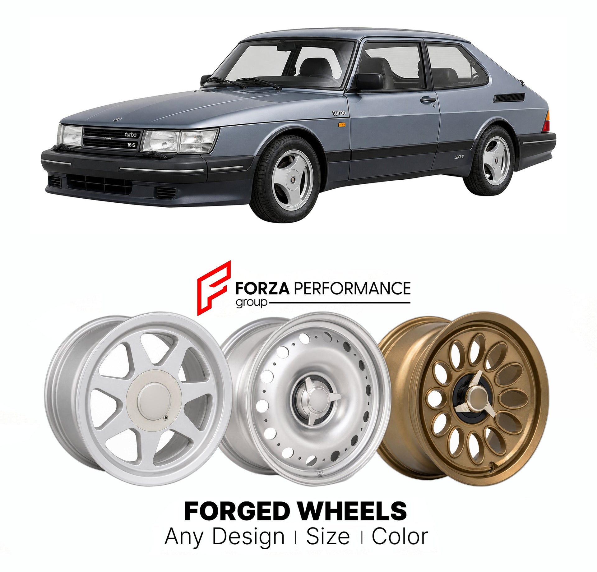 CUSTOM CLASSIC VINTAGE RESTOMOD RETRO OLD SCHOOL FORGED WHEELS RIMS for SAAB 900 TURBO 16S CLASSIC 900 AERO SPG 1984 - 1993

Custom forged wheels for Saab 900 Turbo 16S Classic 900 Aero SPG 1984 - 1993. Classic, vintage, restomod wheel designs made to order in custom sizes, offsets, colors and finishes.

We manufacture premium quality forged wheels rims for Saab 900 Turbo 16S Classic 900 Aero SPG 1984 - 1993 in any design, size, color.

THIS WHEEL DESIGN CAN BE CUSTOM-MADE FOR YOUR CAR IN ANY SIZE AND COLOR