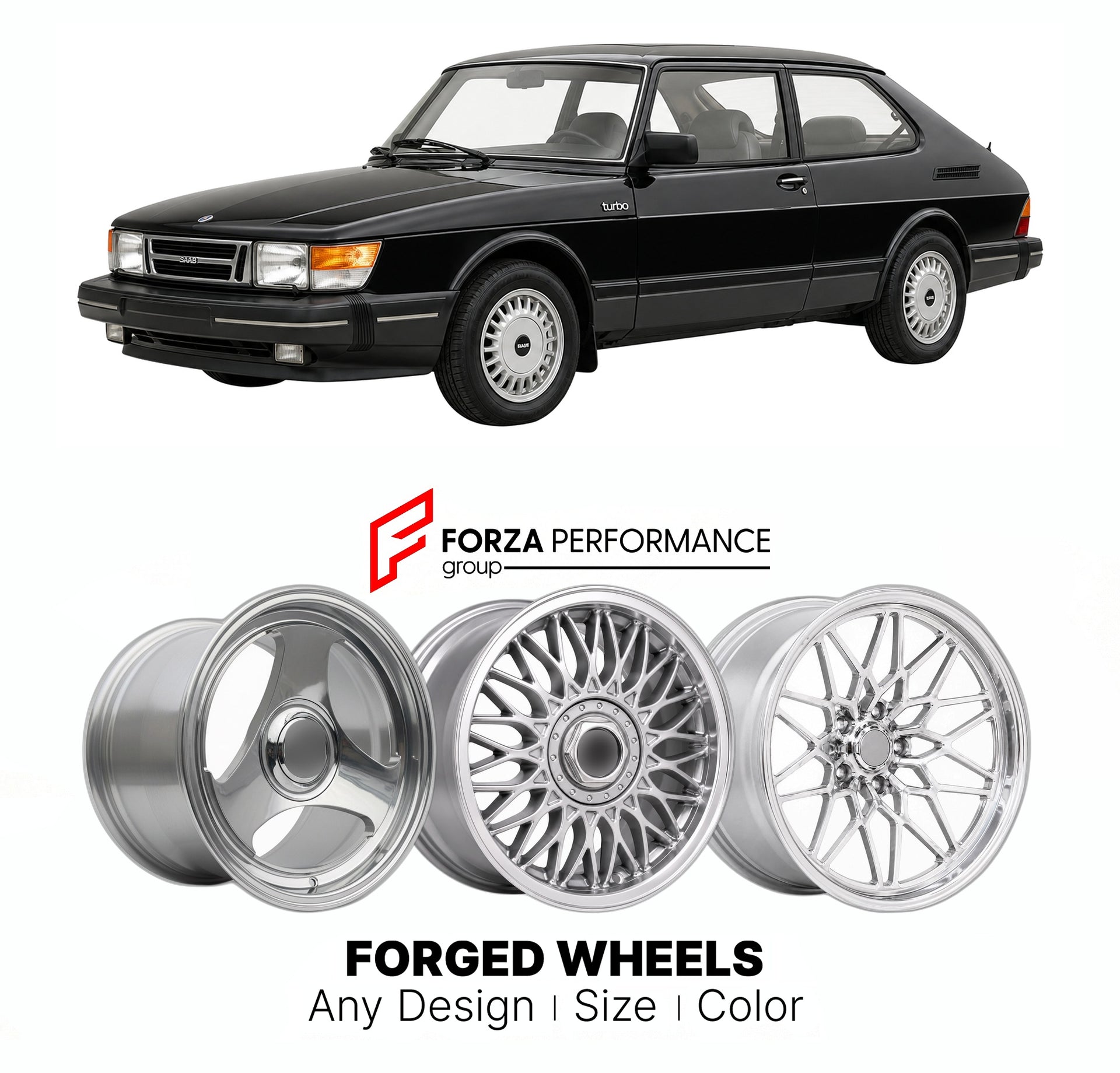CUSTOM CLASSIC VINTAGE RESTOMOD RETRO OLD SCHOOL FORGED WHEELS RIMS for SAAB 900 TURBO CLASSIC 1978 - 1994

Custom forged wheels for Saab 900 Turbo Classic 1978 - 1994. Classic, vintage, restomod wheel designs made to order in custom sizes, offsets, colors and finishes.

We manufacture premium quality forged wheels rims for Saab 900 Turbo Classic 1978 - 1994 in any design, size, color.

THIS WHEEL DESIGN CAN BE CUSTOM-MADE FOR YOUR CAR IN ANY SIZE AND COLOR OPTIONS
Available in monoblock, 2-piece, 3-piece, 