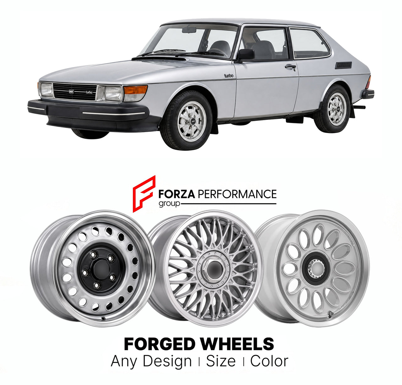 CUSTOM CLASSIC VINTAGE RESTOMOD RETRO OLD SCHOOL FORGED WHEELS RIMS for SAAB 99 TURBO 1978 - 1980

Custom forged wheels for Saab 99 Turbo 1978 - 1980. Classic, vintage, restomod wheel designs made to order in custom sizes, offsets, colors and finishes.

We manufacture premium quality forged wheels rims for Saab 99 Turbo 1978 - 1980 in any design, size, color.

THIS WHEEL DESIGN CAN BE CUSTOM-MADE FOR YOUR CAR IN ANY SIZE AND COLOR OPTIONS
Available in monoblock, 2-piece, 3-piece, duoblock, beadlock
3D wheel