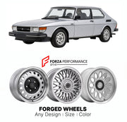 CUSTOM CLASSIC VINTAGE RESTOMOD RETRO OLD SCHOOL FORGED WHEELS RIMS for SAAB 99 TURBO 1978 - 1980

Custom forged wheels for Saab 99 Turbo 1978 - 1980. Classic, vintage, restomod wheel designs made to order in custom sizes, offsets, colors and finishes.

We manufacture premium quality forged wheels rims for Saab 99 Turbo 1978 - 1980 in any design, size, color.

THIS WHEEL DESIGN CAN BE CUSTOM-MADE FOR YOUR CAR IN ANY SIZE AND COLOR OPTIONS
Available in monoblock, 2-piece, 3-piece, duoblock, beadlock
3D wheel