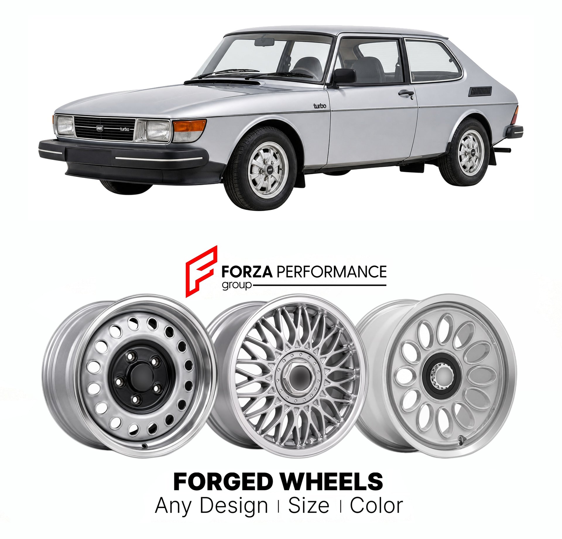 CUSTOM CLASSIC VINTAGE RESTOMOD RETRO OLD SCHOOL FORGED WHEELS RIMS for SAAB 99 TURBO 1978 - 1980

Custom forged wheels for Saab 99 Turbo 1978 - 1980. Classic, vintage, restomod wheel designs made to order in custom sizes, offsets, colors and finishes.

We manufacture premium quality forged wheels rims for Saab 99 Turbo 1978 - 1980 in any design, size, color.

THIS WHEEL DESIGN CAN BE CUSTOM-MADE FOR YOUR CAR IN ANY SIZE AND COLOR OPTIONS
Available in monoblock, 2-piece, 3-piece, duoblock, beadlock
3D wheel
