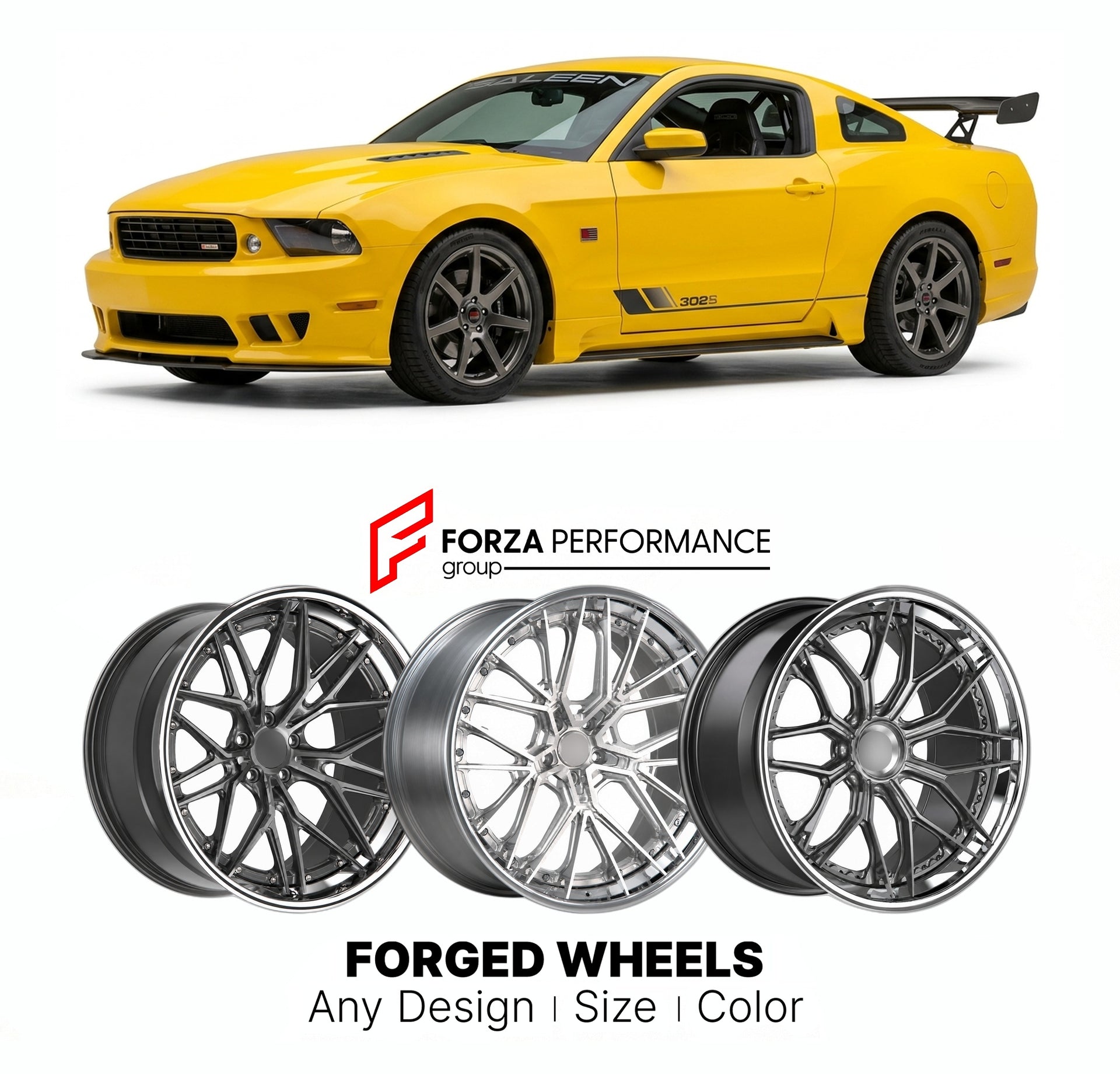 FORGED WHEELS RIMS for SALEEN 302S 2010 - 2011

Custom forged wheels for Saleen 302S 2010 - 2011. Made-to-order monoblock, 2-piece and 3-piece rims in custom sizes, offsets, colors and finishes with guaranteed fitment.

We manufacture premium quality forged wheels rims for Saleen 302S 2010 - 2011 in any design, size, color.

THIS WHEEL DESIGN CAN BE CUSTOM-MADE FOR YOUR CAR IN ANY SIZE AND COLOR OPTIONS
Available in monoblock, 2-piece, 3-piece, duoblock, beadlock
3D wheel renderings are provided according t