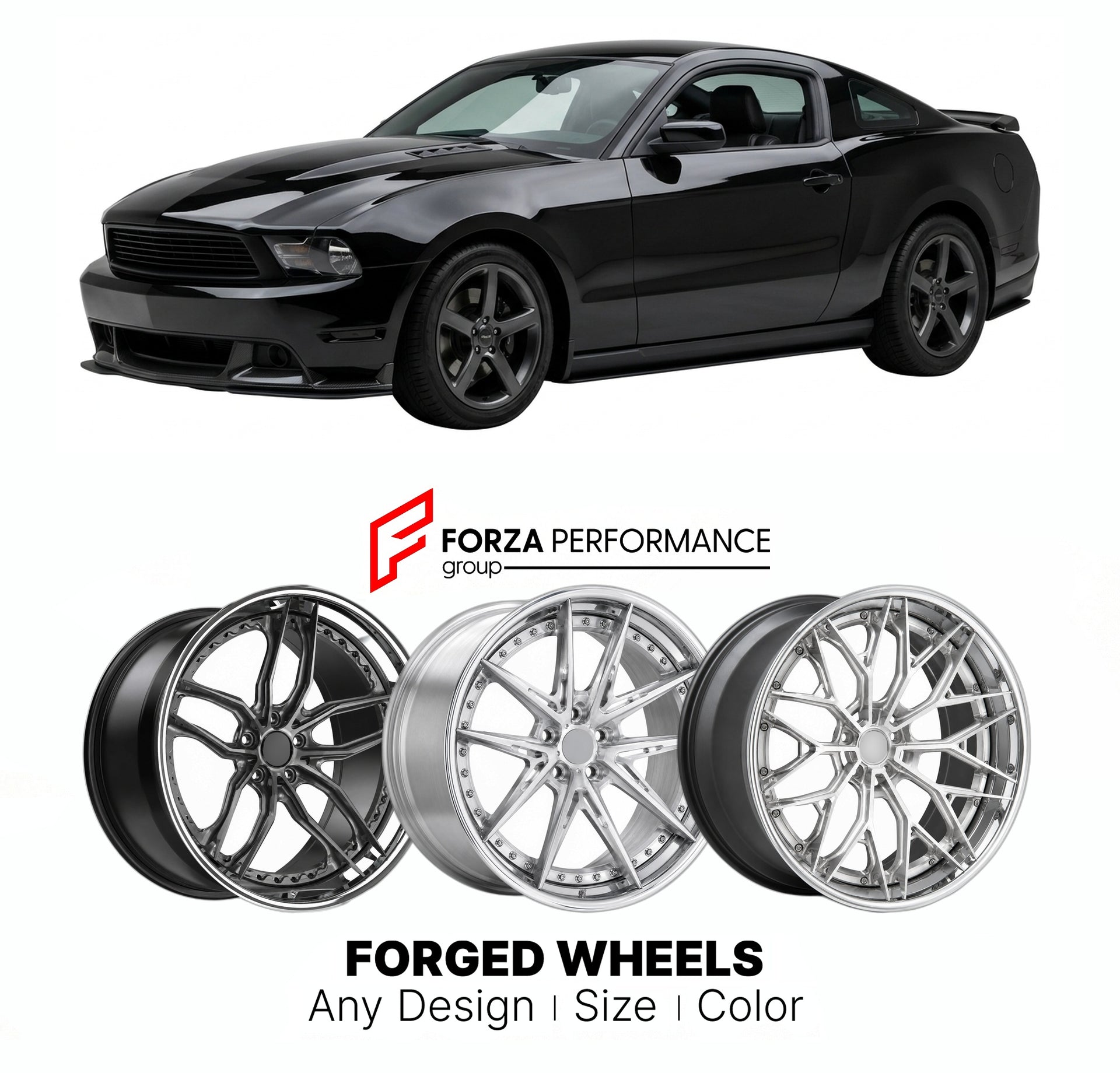 FORGED WHEELS RIMS for SALEEN MUSTANG 302 BLACK 2012 - 2014

Custom forged wheels for Saleen Mustang 302 Black 2012 - 2014. Made-to-order monoblock, 2-piece and 3-piece rims in custom sizes, offsets, colors and finishes with guaranteed fitment.

We manufacture premium quality forged wheels rims for Saleen Mustang 302 Black 2012 - 2014 in any design, size, color.

THIS WHEEL DESIGN CAN BE CUSTOM-MADE FOR YOUR CAR IN ANY SIZE AND COLOR OPTIONS
Available in monoblock, 2-piece, 3-piece, duoblock, beadlock
3D wh