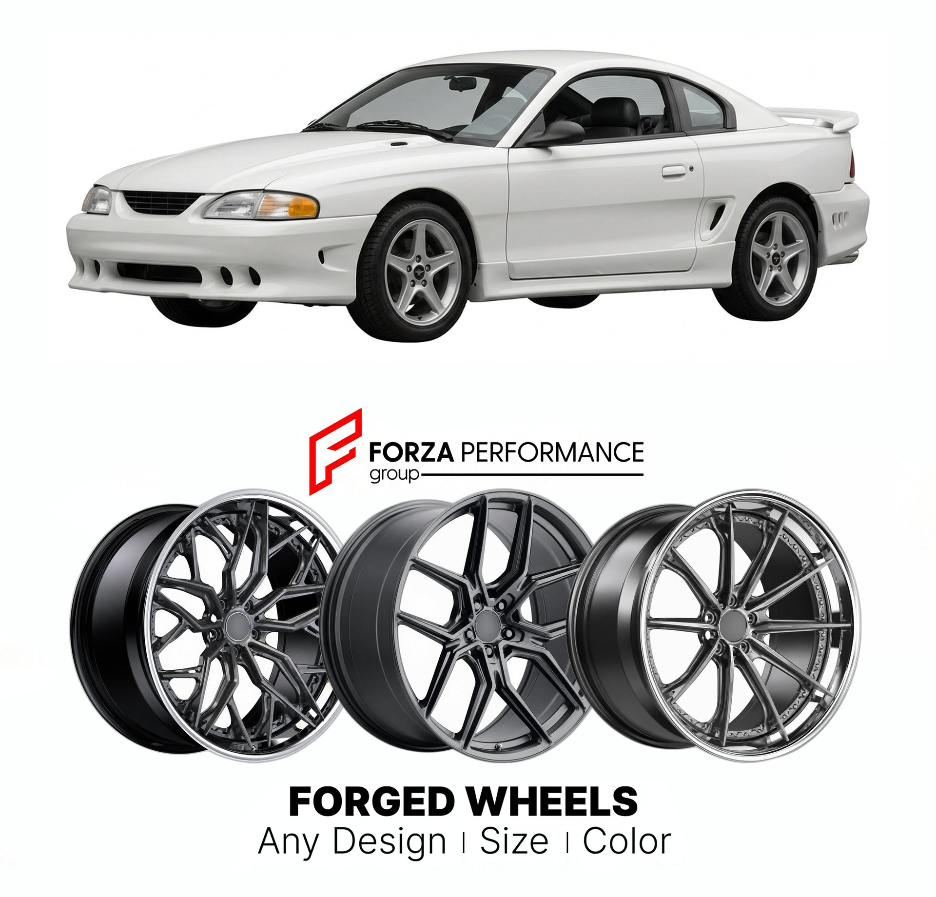 FORGED WHEELS RIMS for SALEEN MUSTANG S281 1996 - 2014

Custom forged wheels for Saleen Mustang S281 1996 - 2014. Made-to-order monoblock, 2-piece and 3-piece rims in custom sizes, offsets, colors and finishes with guaranteed fitment.

We manufacture premium quality forged wheels rims for Saleen Mustang S281 1996 - 2014 in any design, size, color.

THIS WHEEL DESIGN CAN BE CUSTOM-MADE FOR YOUR CAR IN ANY SIZE AND COLOR OPTIONS
Available in monoblock, 2-piece, 3-piece, duoblock, beadlock
3D wheel renderings 