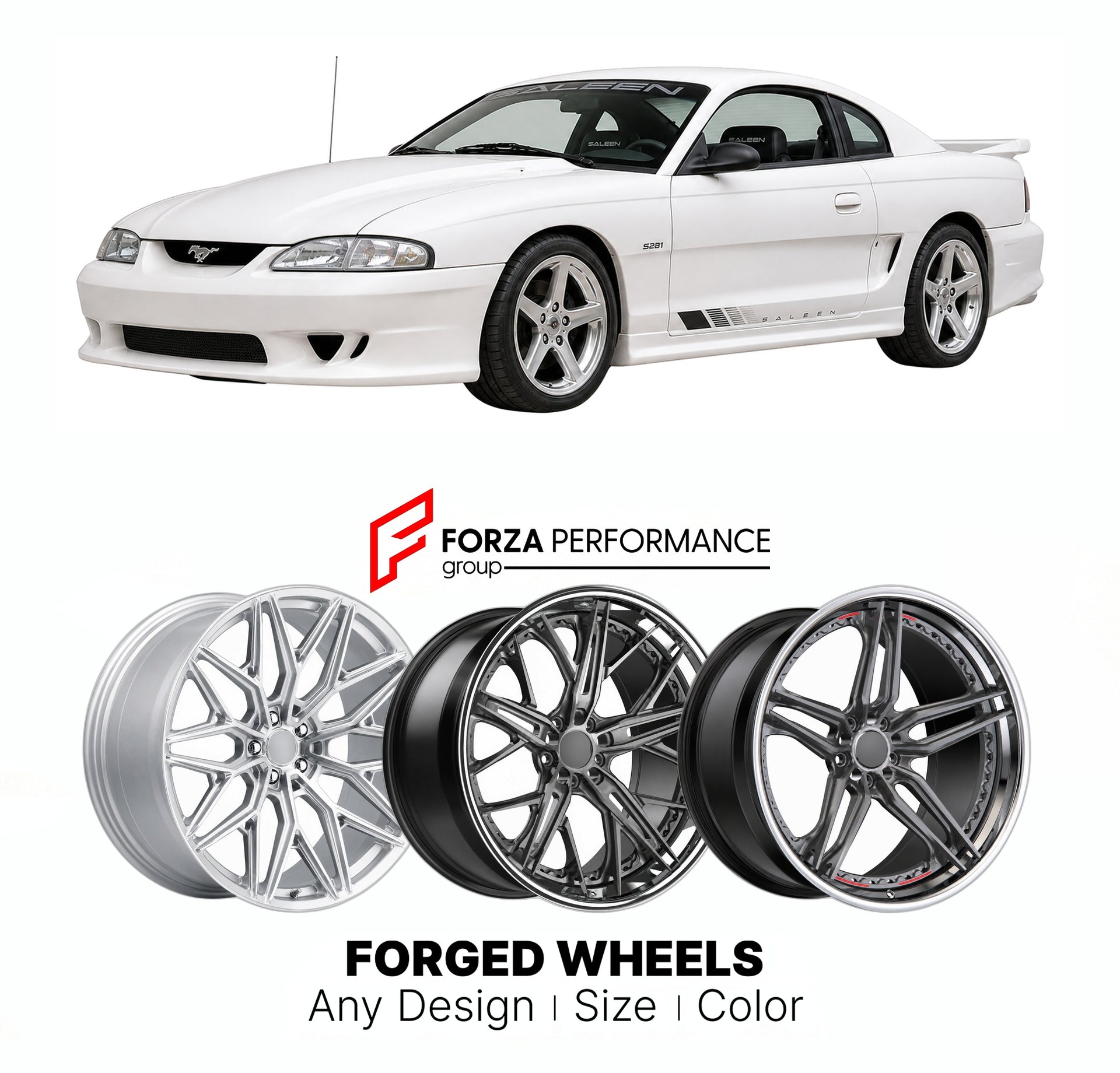 FORGED WHEELS RIMS for SALEEN MUSTANG S281 SUPERCHARGED FOX SN95 S197 S550 1990+

Custom forged wheels for Saleen Mustang S281 Supercharged Fox SN95 S197 S550 1990+. Made-to-order monoblock, 2-piece and 3-piece rims in custom sizes, offsets, colors and finishes with guaranteed fitment.

We manufacture premium quality forged wheels rims for Saleen Mustang S281 Supercharged Fox SN95 S197 S550 1990+ in any design, size, color.

THIS WHEEL DESIGN CAN BE CUSTOM-MADE FOR YOUR CAR IN ANY SIZE AND COLOR OPTIONS
Ava