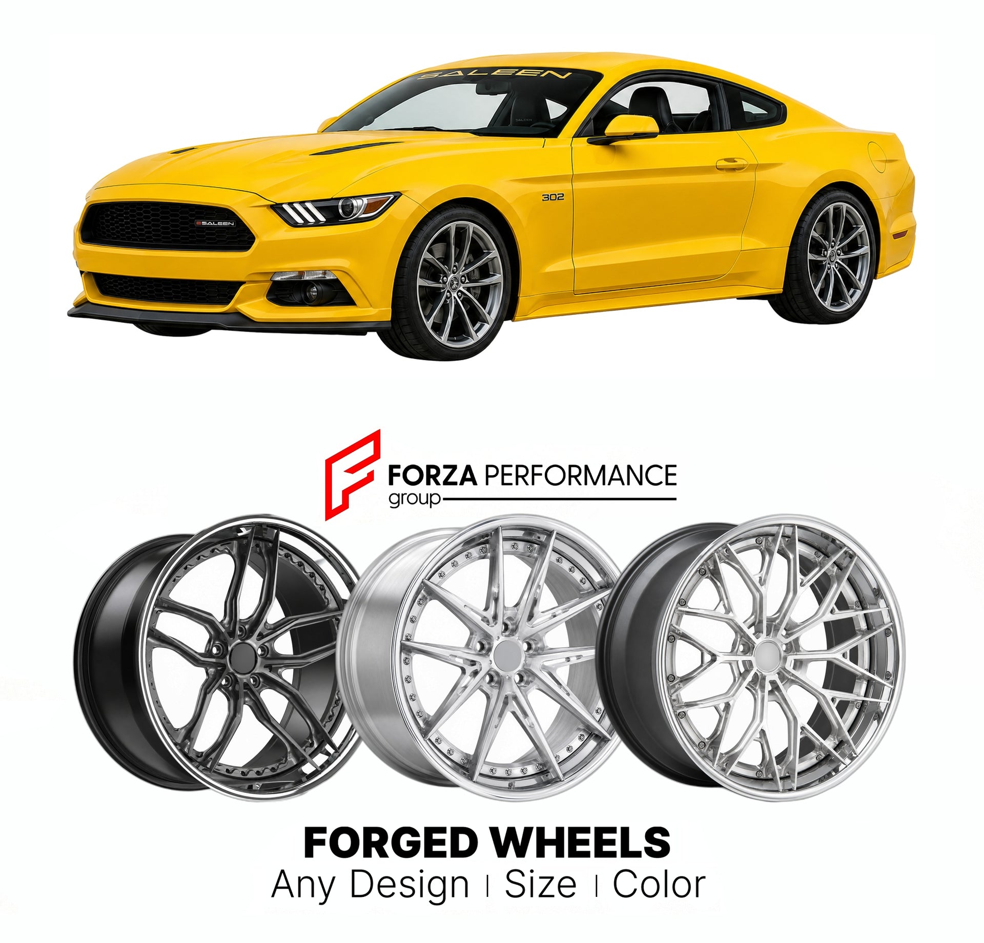 FORGED WHEELS RIMS for SALEEN MUSTANG S302 YELLOW LABEL FOX SN95 S197 S550 1990+

Custom forged wheels for Saleen Mustang S302 Yellow Label Fox SN95 S197 S550 1990+. Made-to-order monoblock, 2-piece and 3-piece rims in custom sizes, offsets, colors and finishes with guaranteed fitment.

We manufacture premium quality forged wheels rims for Saleen Mustang S302 Yellow Label Fox SN95 S197 S550 1990+ in any design, size, color.

THIS WHEEL DESIGN CAN BE CUSTOM-MADE FOR YOUR CAR IN ANY SIZE AND COLOR OPTIONS
Ava