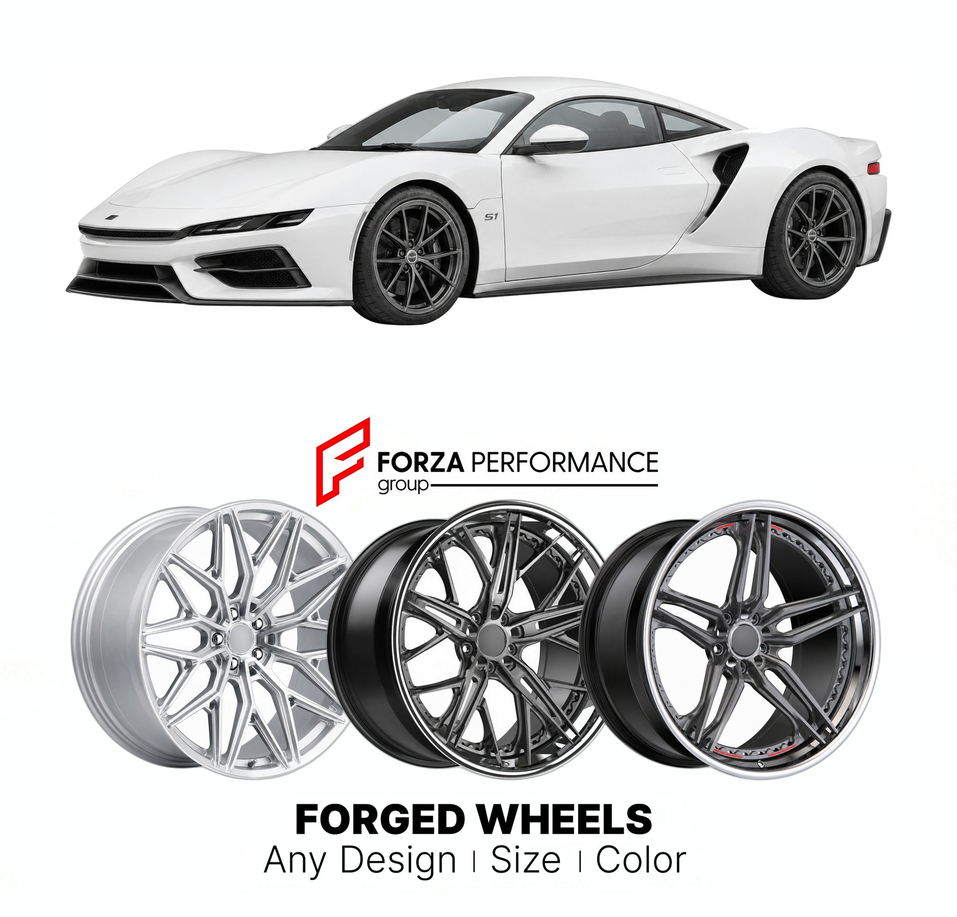FORGED WHEELS RIMS for SALEEN S1 2017+

Custom forged wheels for Saleen S1 2017+. Made-to-order monoblock, 2-piece and 3-piece rims in custom sizes, offsets, colors and finishes with guaranteed fitment.

We manufacture premium quality forged wheels rims for Saleen S1 2017+ in any design, size, color.

THIS WHEEL DESIGN CAN BE CUSTOM-MADE FOR YOUR CAR IN ANY SIZE AND COLOR OPTIONS
Available in monoblock, 2-piece, 3-piece, duoblock, beadlock
3D wheel renderings are provided according to the exact dimensions a