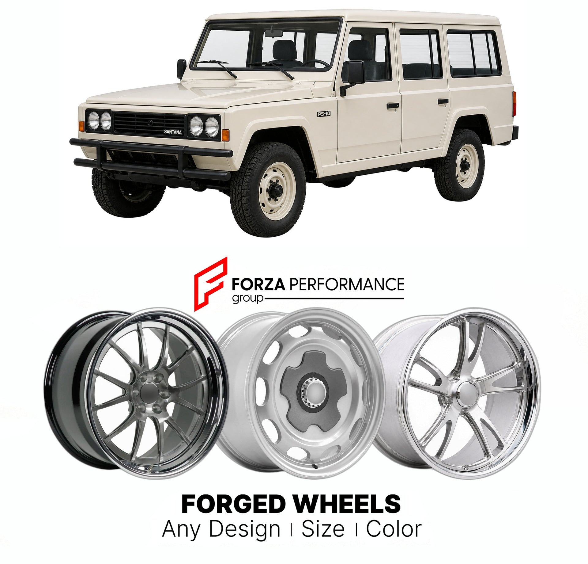 CUSTOM CLASSIC VINTAGE RESTOMOD RETRO OLD SCHOOL FORGED WHEELS RIMS for SANTANA PS-10 2000 - 2011

Custom forged wheels for Santana PS-10 2000 - 2011. Classic, vintage, restomod wheel designs made to order in custom sizes, offsets, colors and finishes.

We manufacture premium quality forged wheels rims for Santana PS-10 2000 - 2011 in any design, size, color.

THIS WHEEL DESIGN CAN BE CUSTOM-MADE FOR YOUR CAR IN ANY SIZE AND COLOR OPTIONS
Available in monoblock, 2-piece, 3-piece, duoblock, beadlock
3D wheel