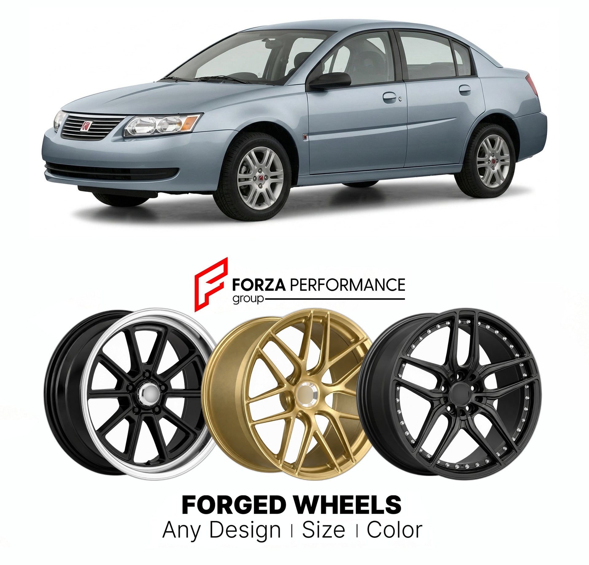 FORGED WHEELS RIMS for SATURN ION 2003 - 2007

Custom forged wheels for Saturn Ion 2003 - 2007. Made-to-order monoblock, 2-piece and 3-piece rims in custom sizes, offsets, colors and finishes with guaranteed fitment.

We manufacture premium quality forged wheels rims for Saturn Ion 2003 - 2007 in any design, size, color.

THIS WHEEL DESIGN CAN BE CUSTOM-MADE FOR YOUR CAR IN ANY SIZE AND COLOR OPTIONS
Available in monoblock, 2-piece, 3-piece, duoblock, beadlock
3D wheel renderings are provided according to t