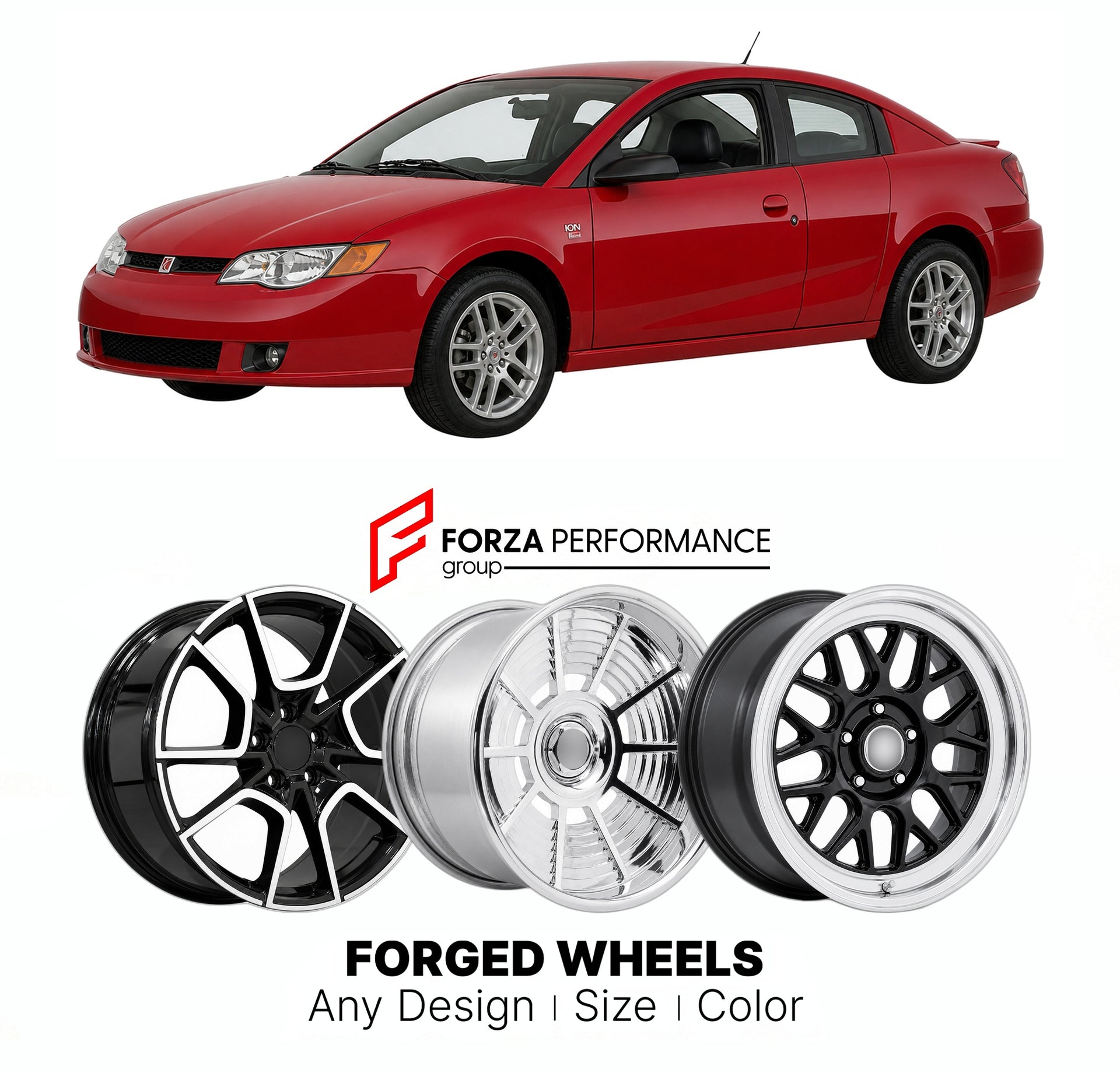 FORGED WHEELS RIMS for SATURN ION RED LINE 2003 - 2007

Custom forged wheels for Saturn Ion Red Line 2003 - 2007. Made-to-order monoblock, 2-piece and 3-piece rims in custom sizes, offsets, colors and finishes with guaranteed fitment.

We manufacture premium quality forged wheels rims for Saturn Ion Red Line 2003 - 2007 in any design, size, color.

THIS WHEEL DESIGN CAN BE CUSTOM-MADE FOR YOUR CAR IN ANY SIZE AND COLOR OPTIONS
Available in monoblock, 2-piece, 3-piece, duoblock, beadlock
3D wheel renderings 