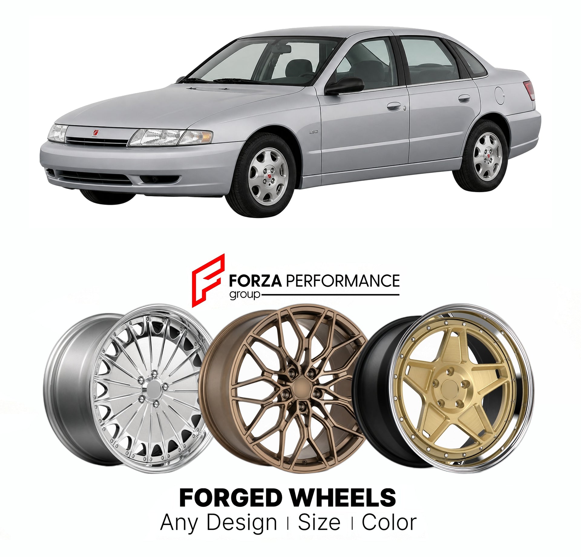 FORGED WHEELS RIMS for SATURN L-SERIES LS2 2000 - 2005

Custom forged wheels for Saturn L-Series LS2 2000 - 2005. Made-to-order monoblock, 2-piece and 3-piece rims in custom sizes, offsets, colors and finishes with guaranteed fitment.

We manufacture premium quality forged wheels rims for Saturn L-Series LS2 2000 - 2005 in any design, size, color.

THIS WHEEL DESIGN CAN BE CUSTOM-MADE FOR YOUR CAR IN ANY SIZE AND COLOR OPTIONS
Available in monoblock, 2-piece, 3-piece, duoblock, beadlock
3D wheel renderings 