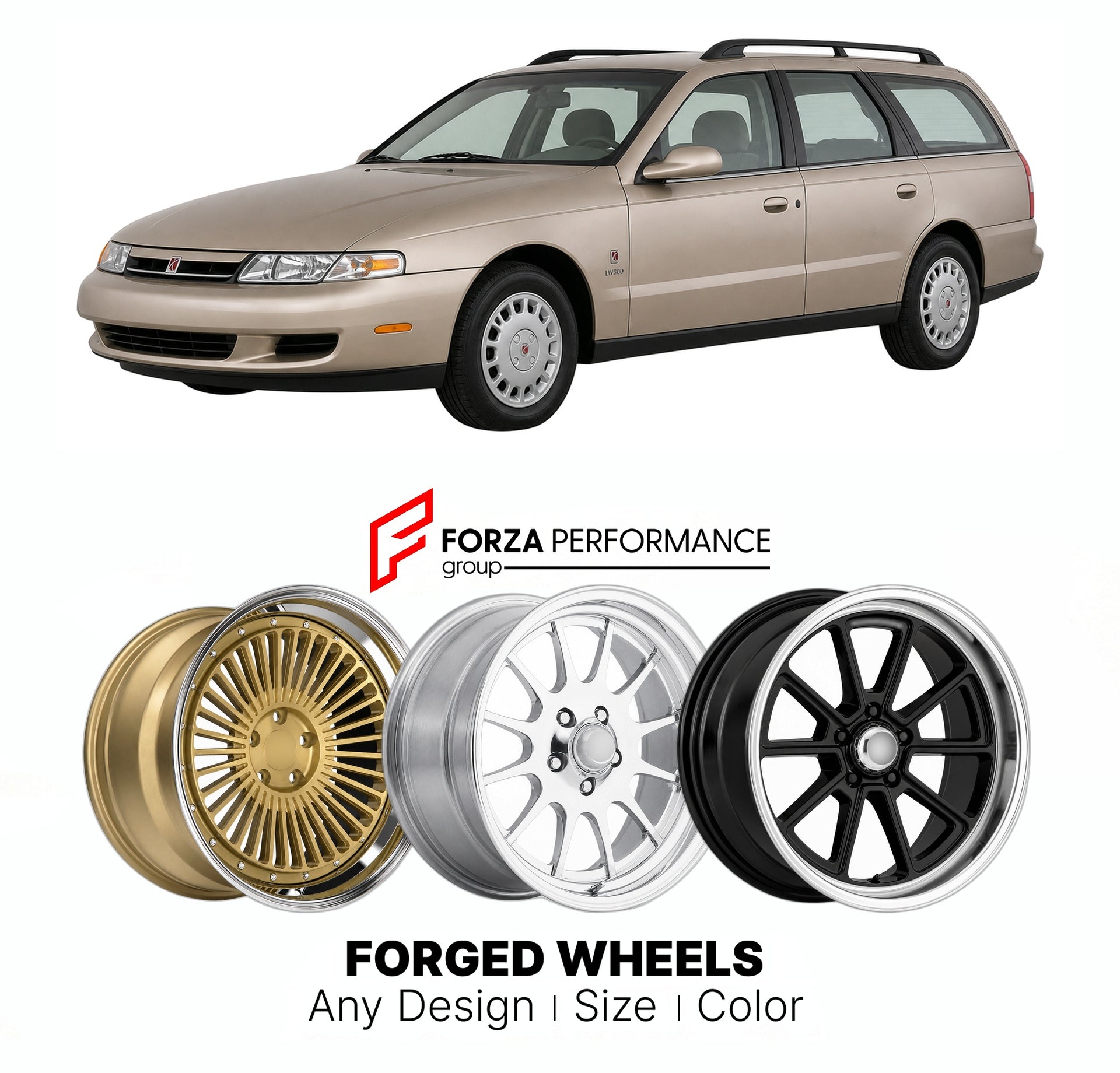 FORGED WHEELS RIMS for SATURN L-SERIES LW300 WAGON 2000 - 2005

Custom forged wheels for Saturn L-Series LW300 Wagon 2000 - 2005. Made-to-order monoblock, 2-piece and 3-piece rims in custom sizes, offsets, colors and finishes with guaranteed fitment.

We manufacture premium quality forged wheels rims for Saturn L-Series LW300 Wagon 2000 - 2005 in any design, size, color.

THIS WHEEL DESIGN CAN BE CUSTOM-MADE FOR YOUR CAR IN ANY SIZE AND COLOR OPTIONS
Available in monoblock, 2-piece, 3-piece, duoblock, beadl