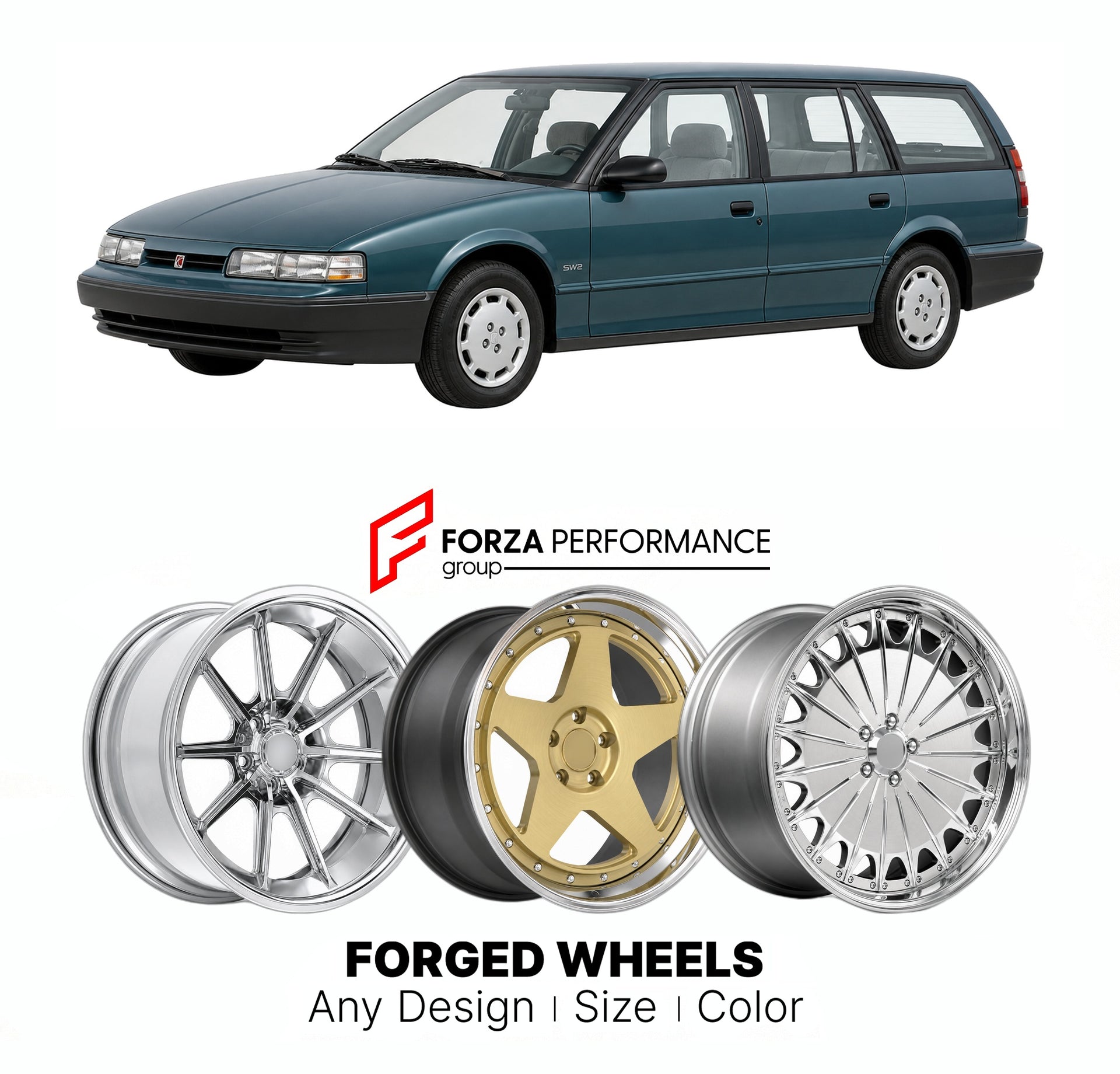 FORGED WHEELS RIMS for SATURN S-SERIES SW2 1991 - 2002

Custom forged wheels for Saturn S-Series SW2 1991 - 2002. Made-to-order monoblock, 2-piece and 3-piece rims in custom sizes, offsets, colors and finishes with guaranteed fitment.

We manufacture premium quality forged wheels rims for Saturn S-Series SW2 1991 - 2002 in any design, size, color.

THIS WHEEL DESIGN CAN BE CUSTOM-MADE FOR YOUR CAR IN ANY SIZE AND COLOR OPTIONS
Available in monoblock, 2-piece, 3-piece, duoblock, beadlock
3D wheel renderings 