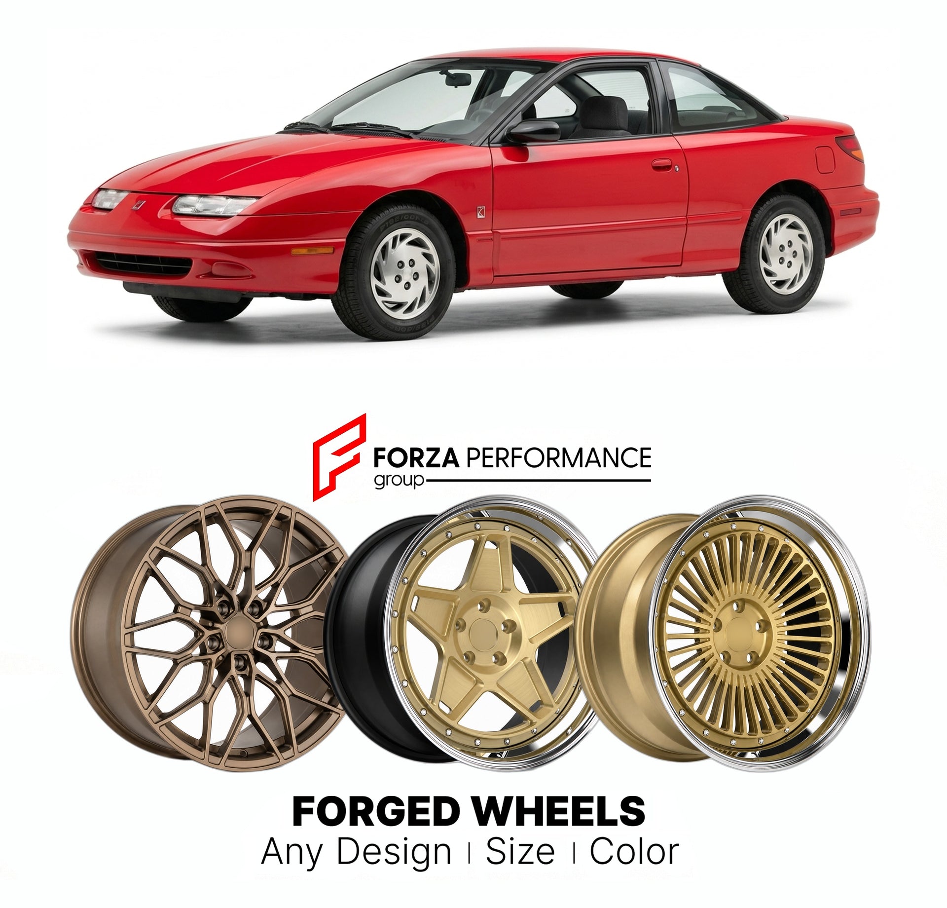 FORGED WHEELS RIMS for SATURN SC 1991 - 2002

Custom forged wheels for Saturn SC 1991 - 2002. Made-to-order monoblock, 2-piece and 3-piece rims in custom sizes, offsets, colors and finishes with guaranteed fitment.

We manufacture premium quality forged wheels rims for Saturn SC 1991 - 2002 in any design, size, color.

THIS WHEEL DESIGN CAN BE CUSTOM-MADE FOR YOUR CAR IN ANY SIZE AND COLOR OPTIONS
Available in monoblock, 2-piece, 3-piece, duoblock, beadlock
3D wheel renderings are provided according to the 