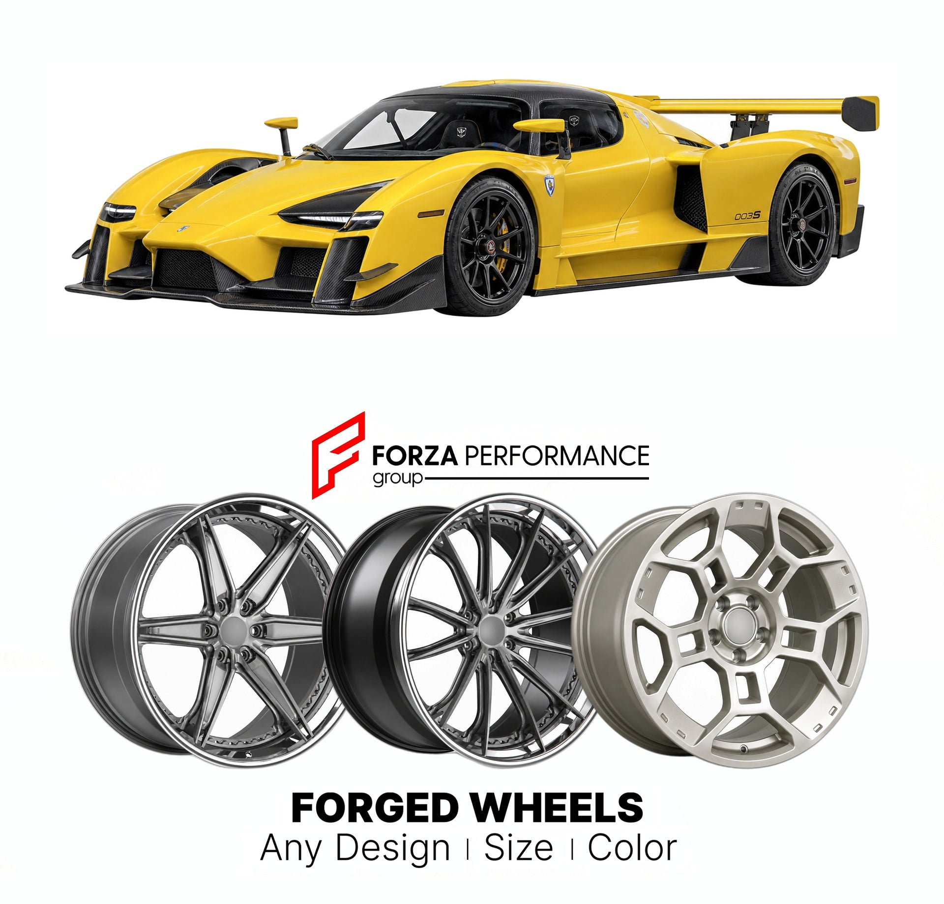 FORGED WHEELS RIMS for SCUDERIA CAMERON GLICKENHAUS SCG 003S ROAD-GOING HYPERCAR 2017+

Custom forged wheels for Scuderia Cameron Glickenhaus SCG 003S Road-Going Hypercar 2017+. Made-to-order monoblock, 2-piece and 3-piece rims in custom sizes, offsets, colors and finishes with guaranteed fitment.

We manufacture premium quality forged wheels rims for Scuderia Cameron Glickenhaus SCG 003S Road-Going Hypercar 2017+ in any design, size, color.

THIS WHEEL DESIGN CAN BE CUSTOM-MADE FOR YOUR CAR IN ANY SIZE AND