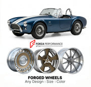 CUSTOM CLASSIC VINTAGE RESTOMOD RETRO OLD SCHOOL FORGED WHEELS RIMS for SHELBY AC COBRA 1962 - 1967
Custom forged wheels for classic American muscle cars. Ideal for restomod builds, vintage restorations, and show cars. Deep dish and retro styling available.

We manufacture premium quality forged wheels rims for Shelby AC Cobra 1962 - 1967 in any design, size, color.

THIS WHEEL DESIGN CAN BE CUSTOM-MADE FOR YOUR CAR IN ANY SIZE AND COLOR OPTIONS
Available in monoblock, 2-piece, 3-piece, duoblock, beadlock
3