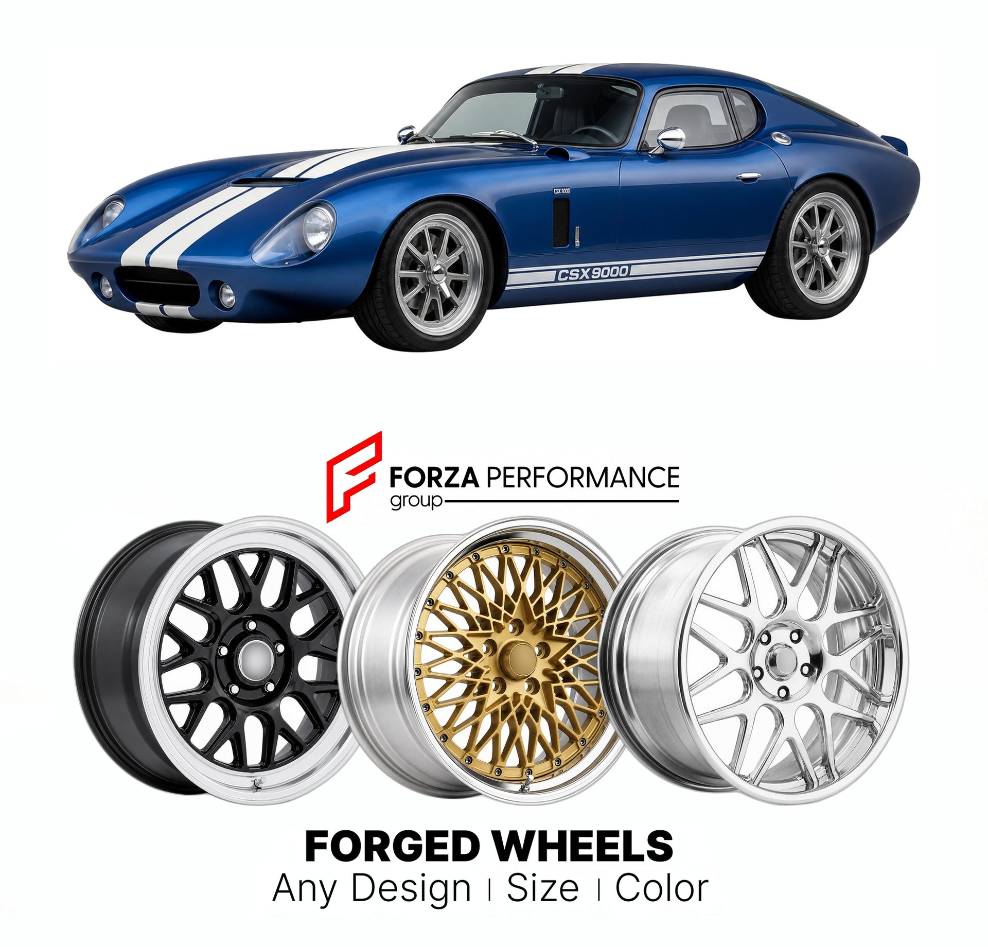 FORGED WHEELS RIMS for SHELBY CSX9000 DAYTONA COUPE CONTINUATION 2009+

Custom forged wheels for Shelby CSX9000 Daytona Coupe Continuation 2009+. Made-to-order monoblock, 2-piece and 3-piece rims in custom sizes, offsets, colors and finishes with guaranteed fitment.

We manufacture premium quality forged wheels rims for Shelby CSX9000 Daytona Coupe Continuation 2009+ in any design, size, color.

THIS WHEEL DESIGN CAN BE CUSTOM-MADE FOR YOUR CAR IN ANY SIZE AND COLOR OPTIONS
Available in monoblock, 2-piece, 