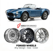 CUSTOM CLASSIC VINTAGE RESTOMOD RETRO OLD SCHOOL FORGED WHEELS RIMS for SHELBY COBRA 289 1962 - 1965
Custom forged wheels for classic American muscle cars. Ideal for restomod builds, vintage restorations, and show cars. Deep dish and retro styling available.

We manufacture premium quality forged wheels rims for Shelby Cobra 289 1962 - 1965 in any design, size, color.

THIS WHEEL DESIGN CAN BE CUSTOM-MADE FOR YOUR CAR IN ANY SIZE AND COLOR OPTIONS
Available in monoblock, 2-piece, 3-piece, duoblock, beadlock