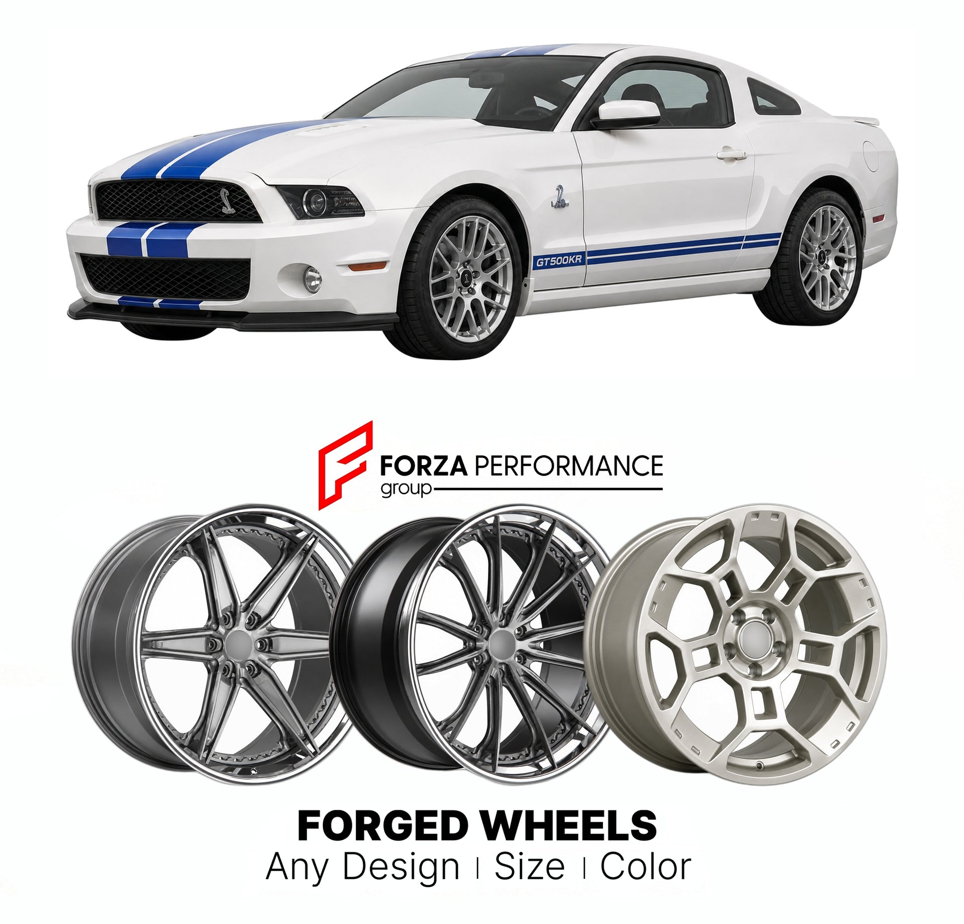 FORGED WHEELS RIMS for SHELBY GT500KR S197 S550 S650 2007+

Custom forged wheels for Shelby GT500KR S197 S550 S650 2007+. Made-to-order monoblock, 2-piece and 3-piece rims in custom sizes, offsets, colors and finishes with guaranteed fitment.

We manufacture premium quality forged wheels rims for Shelby GT500KR S197 S550 S650 2007+ in any design, size, color.

THIS WHEEL DESIGN CAN BE CUSTOM-MADE FOR YOUR CAR IN ANY SIZE AND COLOR OPTIONS
Available in monoblock, 2-piece, 3-piece, duoblock, beadlock
3D wheel