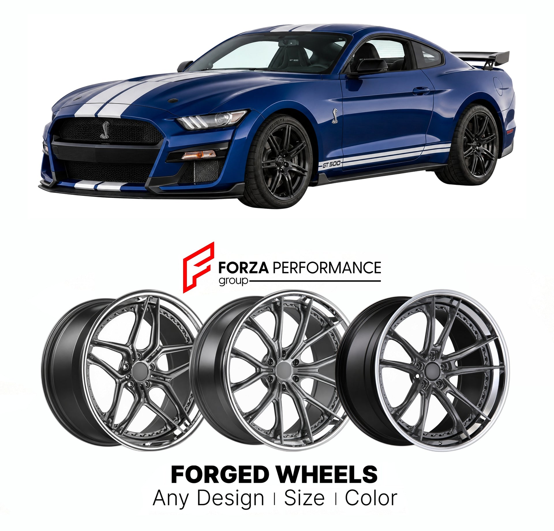 FORGED WHEELS RIMS for SHELBY GT500 GT500-H S197 S550 S650 2007+

Custom forged wheels for Shelby GT500 GT500-H S197 S550 S650 2007+. Made-to-order monoblock, 2-piece and 3-piece rims in custom sizes, offsets, colors and finishes with guaranteed fitment.

We manufacture premium quality forged wheels rims for Shelby GT500 GT500-H S197 S550 S650 2007+ in any design, size, color.

THIS WHEEL DESIGN CAN BE CUSTOM-MADE FOR YOUR CAR IN ANY SIZE AND COLOR OPTIONS
Available in monoblock, 2-piece, 3-piece, duoblock,