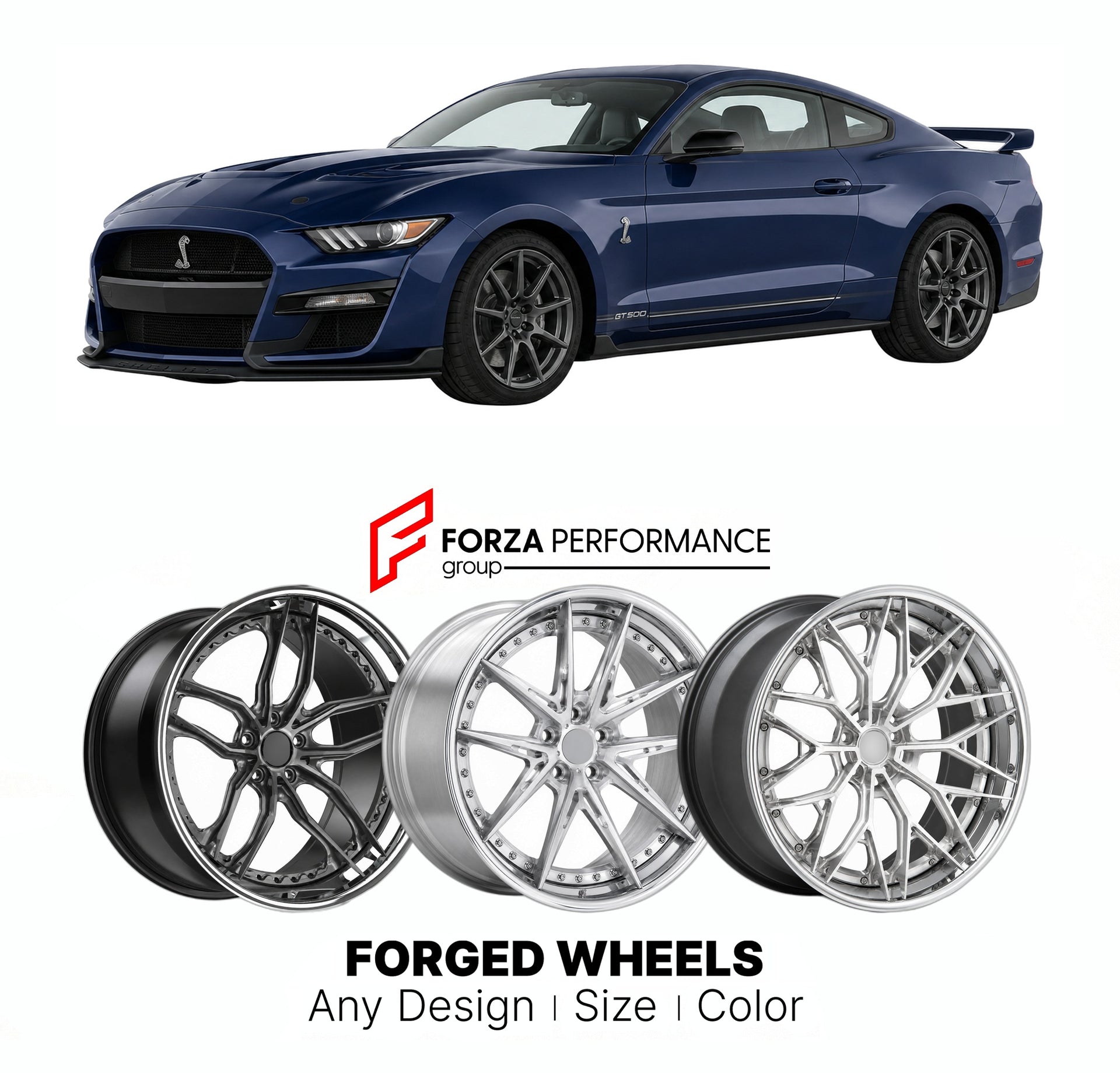 FORGED WHEELS RIMS for SHELBY GT500 S197 S550 S650 2007+

Custom forged wheels for Shelby GT500 S197 S550 S650 2007+. Made-to-order monoblock, 2-piece and 3-piece rims in custom sizes, offsets, colors and finishes with guaranteed fitment.

We manufacture premium quality forged wheels rims for Shelby GT500 S197 S550 S650 2007+ in any design, size, color.

THIS WHEEL DESIGN CAN BE CUSTOM-MADE FOR YOUR CAR IN ANY SIZE AND COLOR OPTIONS
Available in monoblock, 2-piece, 3-piece, duoblock, beadlock
3D wheel rende