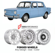 CUSTOM CLASSIC VINTAGE RESTOMOD RETRO OLD SCHOOL FORGED WHEELS RIMS for SIMCA 1000 1961 - 1978

Custom forged wheels for Simca 1000 1961 - 1978. Classic, vintage, restomod wheel designs made to order in custom sizes, offsets, colors and finishes.

We manufacture premium quality forged wheels rims for Simca 1000 1961 - 1978 in any design, size, color.

THIS WHEEL DESIGN CAN BE CUSTOM-MADE FOR YOUR CAR IN ANY SIZE AND COLOR OPTIONS
Available in monoblock, 2-piece, 3-piece, duoblock, beadlock
3D wheel renderin