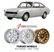 CUSTOM CLASSIC VINTAGE RESTOMOD RETRO OLD SCHOOL FORGED WHEELS RIMS for SIMCA 1200 S COUPE 1967 - 1971

Custom forged wheels for Simca 1200 S Coupe 1967 - 1971. Classic, vintage, restomod wheel designs made to order in custom sizes, offsets, colors and finishes.

We manufacture premium quality forged wheels rims for Simca 1200 S Coupe 1967 - 1971 in any design, size, color.

THIS WHEEL DESIGN CAN BE CUSTOM-MADE FOR YOUR CAR IN ANY SIZE AND COLOR OPTIONS
Available in monoblock, 2-piece, 3-piece, duoblock, be