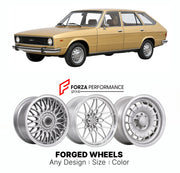 CUSTOM CLASSIC VINTAGE RESTOMOD RETRO OLD SCHOOL FORGED WHEELS RIMS for SIMCA 1307 1308 1975 - 1980

Custom forged wheels for Simca 1307 1308 1975 - 1980. Classic, vintage, restomod wheel designs made to order in custom sizes, offsets, colors and finishes.

We manufacture premium quality forged wheels rims for Simca 1307 1308 1975 - 1980 in any design, size, color.

THIS WHEEL DESIGN CAN BE CUSTOM-MADE FOR YOUR CAR IN ANY SIZE AND COLOR OPTIONS
Available in monoblock, 2-piece, 3-piece, duoblock, beadlock
3D