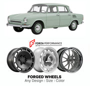 CUSTOM CLASSIC VINTAGE RESTOMOD RETRO OLD SCHOOL FORGED WHEELS RIMS for SKODA 1000 MB 1964 - 1969

Custom forged wheels for Skoda 1000 MB 1964 - 1969. Classic, vintage, restomod wheel designs made to order in custom sizes, offsets, colors and finishes.

We manufacture premium quality forged wheels rims for Skoda 1000 MB 1964 - 1969 in any design, size, color.

THIS WHEEL DESIGN CAN BE CUSTOM-MADE FOR YOUR CAR IN ANY SIZE AND COLOR OPTIONS
Available in monoblock, 2-piece, 3-piece, duoblock, beadlock
3D wheel