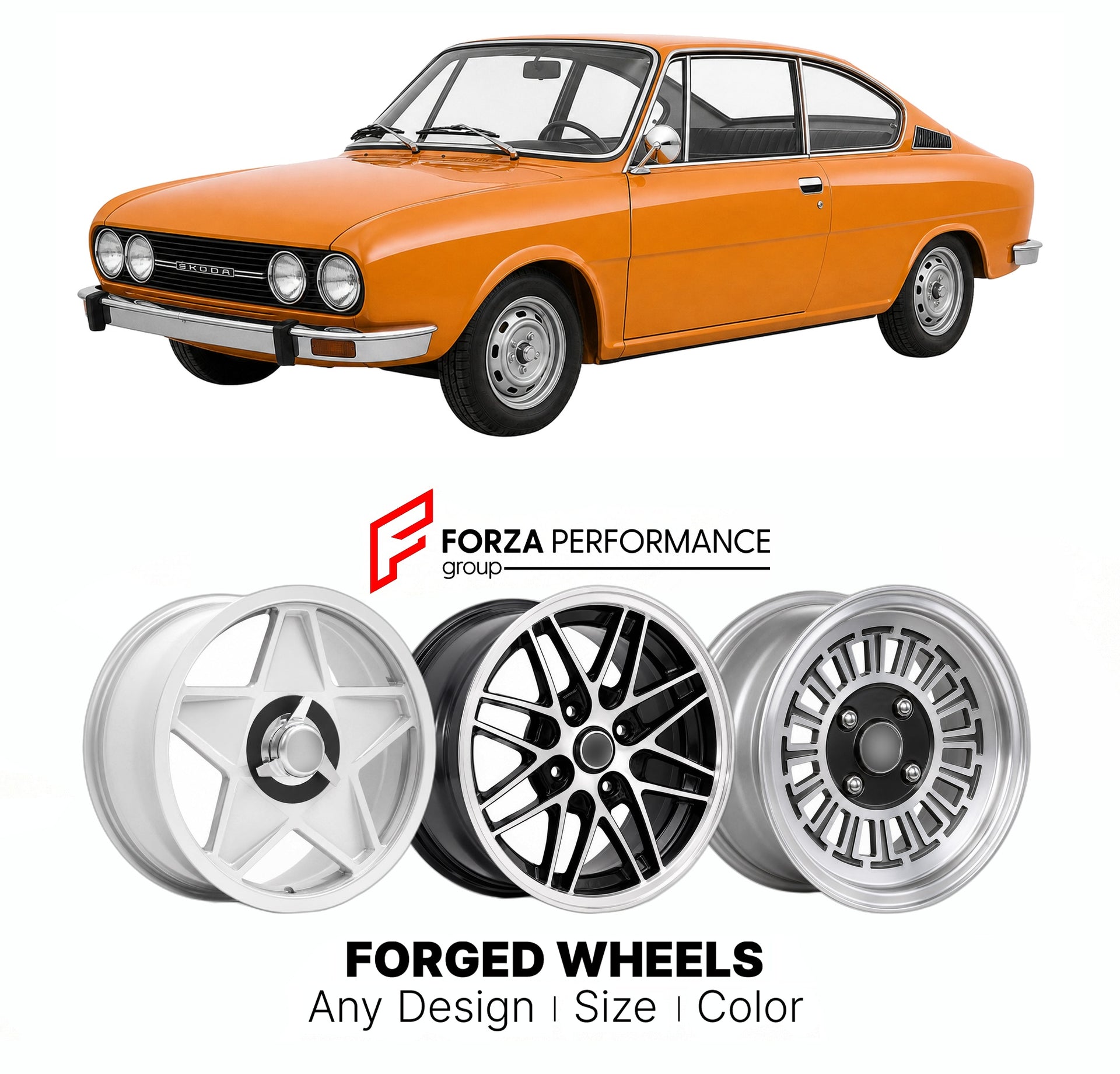 CUSTOM CLASSIC VINTAGE RESTOMOD RETRO OLD SCHOOL FORGED WHEELS RIMS for SKODA 110 R 1970 - 1980

Custom forged wheels for Skoda 110 R 1970 - 1980. Classic, vintage, restomod wheel designs made to order in custom sizes, offsets, colors and finishes.

We manufacture premium quality forged wheels rims for Skoda 110 R 1970 - 1980 in any design, size, color.

THIS WHEEL DESIGN CAN BE CUSTOM-MADE FOR YOUR CAR IN ANY SIZE AND COLOR OPTIONS
Available in monoblock, 2-piece, 3-piece, duoblock, beadlock
3D wheel rende