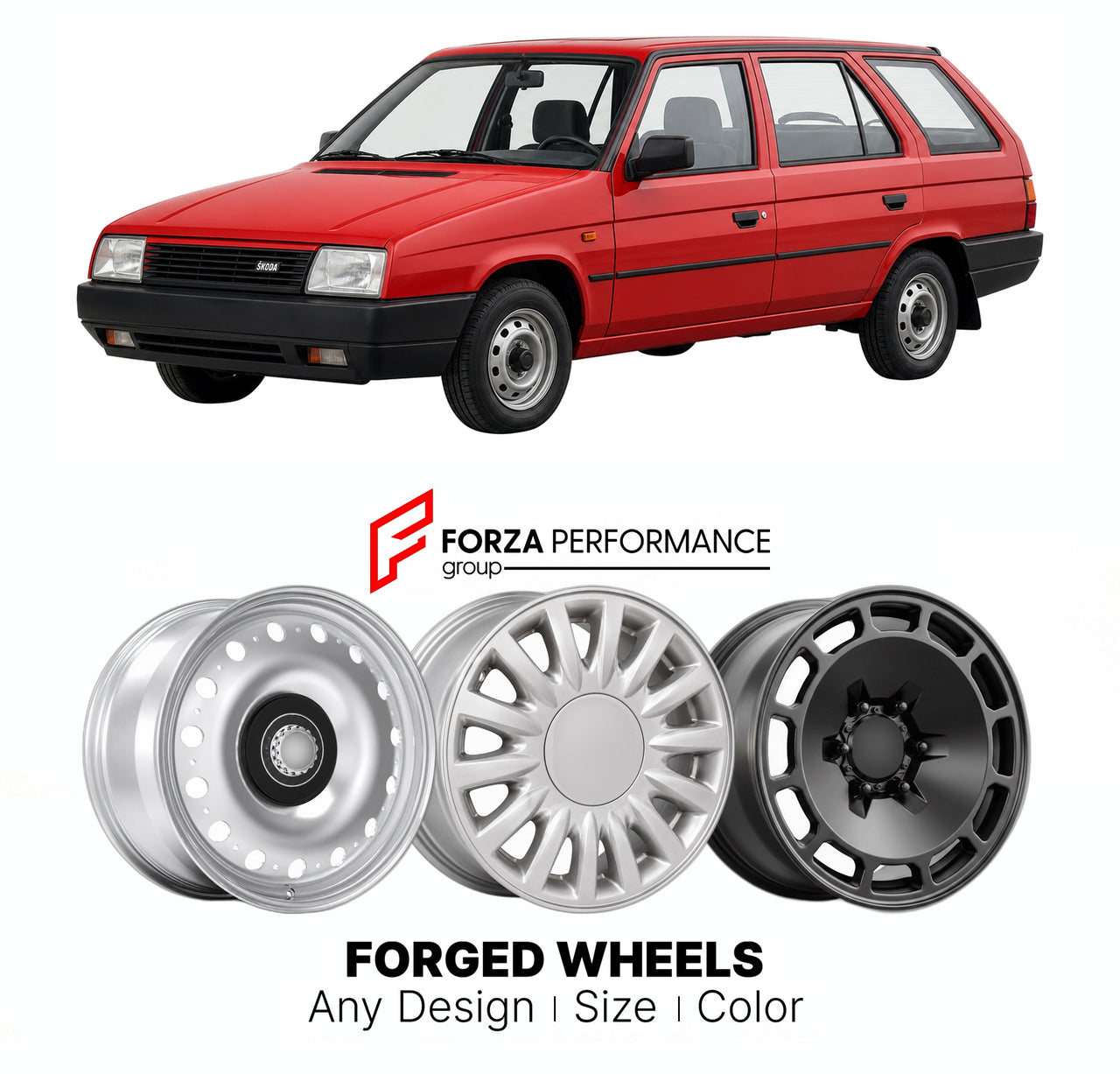 CUSTOM CLASSIC VINTAGE RESTOMOD RETRO OLD SCHOOL FORGED WHEELS RIMS for SKODA FORMAN 1990 - 1995

Custom forged wheels for Skoda Forman 1990 - 1995. Classic, vintage, restomod wheel designs made to order in custom sizes, offsets, colors and finishes.

We manufacture premium quality forged wheels rims for Skoda Forman 1990 - 1995 in any design, size, color.

THIS WHEEL DESIGN CAN BE CUSTOM-MADE FOR YOUR CAR IN ANY SIZE AND COLOR OPTIONS
Available in monoblock, 2-piece, 3-piece, duoblock, beadlock
3D wheel re