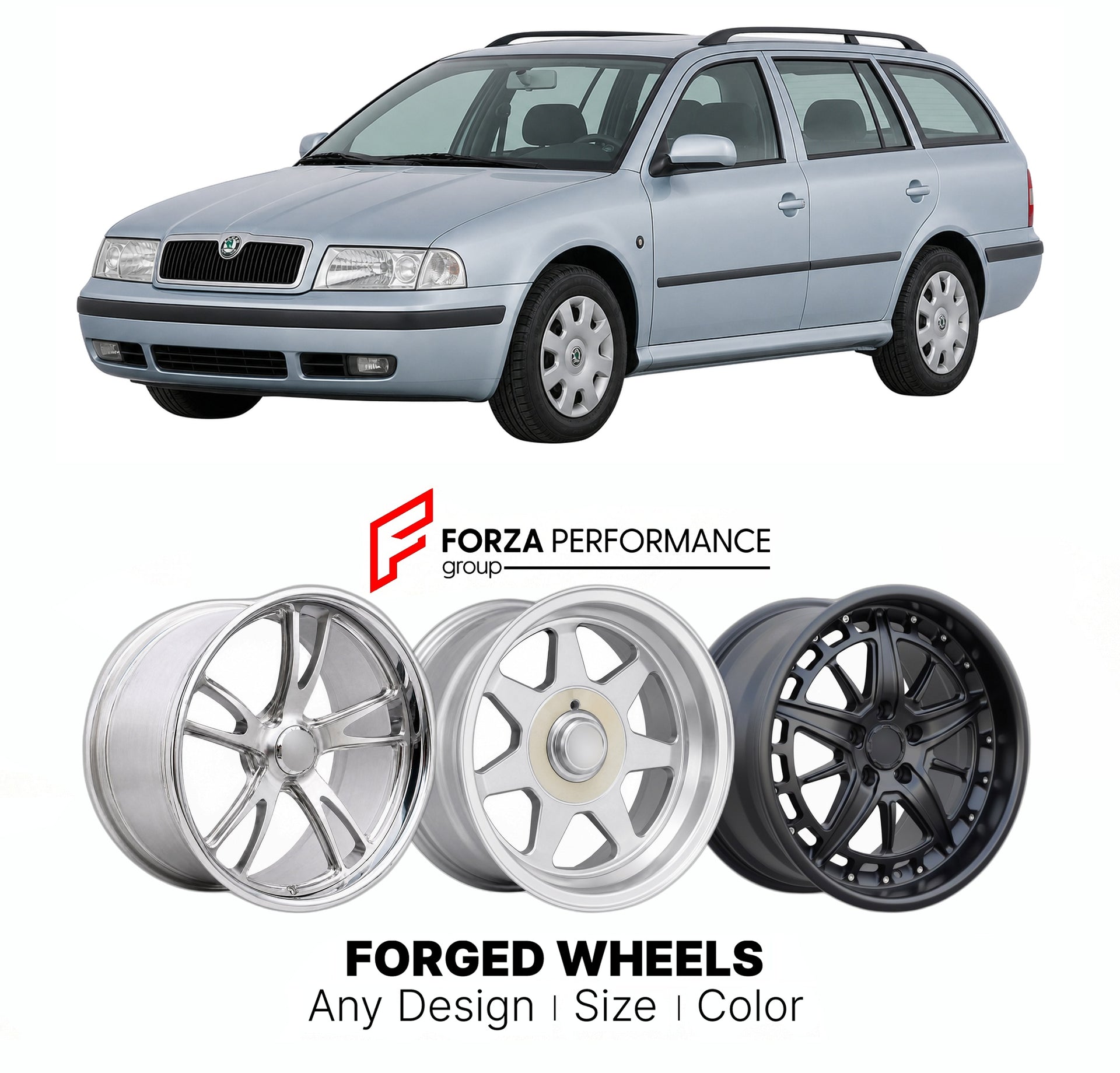CUSTOM CLASSIC VINTAGE RESTOMOD RETRO OLD SCHOOL FORGED WHEELS RIMS for SKODA OCTAVIA COMBI I 1998 - 2010

Custom forged wheels for Skoda Octavia Combi I 1998 - 2010. Classic, vintage, restomod wheel designs made to order in custom sizes, offsets, colors and finishes.

We manufacture premium quality forged wheels rims for Skoda Octavia Combi I 1998 - 2010 in any design, size, color.

THIS WHEEL DESIGN CAN BE CUSTOM-MADE FOR YOUR CAR IN ANY SIZE AND COLOR OPTIONS
Available in monoblock, 2-piece, 3-piece, duo