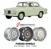 CUSTOM CLASSIC VINTAGE RESTOMOD RETRO OLD SCHOOL FORGED WHEELS RIMS for SKODA OCTAVIA FELICIA 1959 - 1971

Custom forged wheels for Skoda Octavia Felicia 1959 - 1971. Classic, vintage, restomod wheel designs made to order in custom sizes, offsets, colors and finishes.

We manufacture premium quality forged wheels rims for Skoda Octavia Felicia 1959 - 1971 in any design, size, color.

THIS WHEEL DESIGN CAN BE CUSTOM-MADE FOR YOUR CAR IN ANY SIZE AND COLOR OPTIONS
Available in monoblock, 2-piece, 3-piece, duo