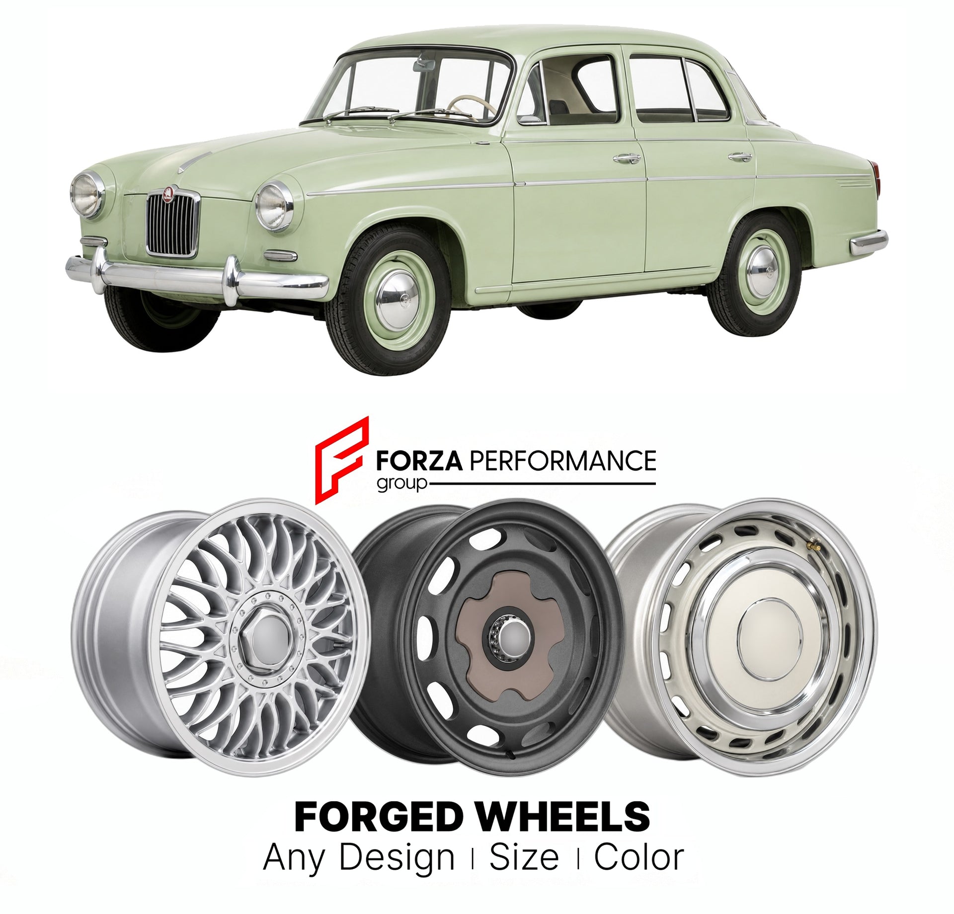 CUSTOM CLASSIC VINTAGE RESTOMOD RETRO OLD SCHOOL FORGED WHEELS RIMS for SKODA OCTAVIA FELICIA 1959 - 1971

Custom forged wheels for Skoda Octavia Felicia 1959 - 1971. Classic, vintage, restomod wheel designs made to order in custom sizes, offsets, colors and finishes.

We manufacture premium quality forged wheels rims for Skoda Octavia Felicia 1959 - 1971 in any design, size, color.

THIS WHEEL DESIGN CAN BE CUSTOM-MADE FOR YOUR CAR IN ANY SIZE AND COLOR OPTIONS
Available in monoblock, 2-piece, 3-piece, duo