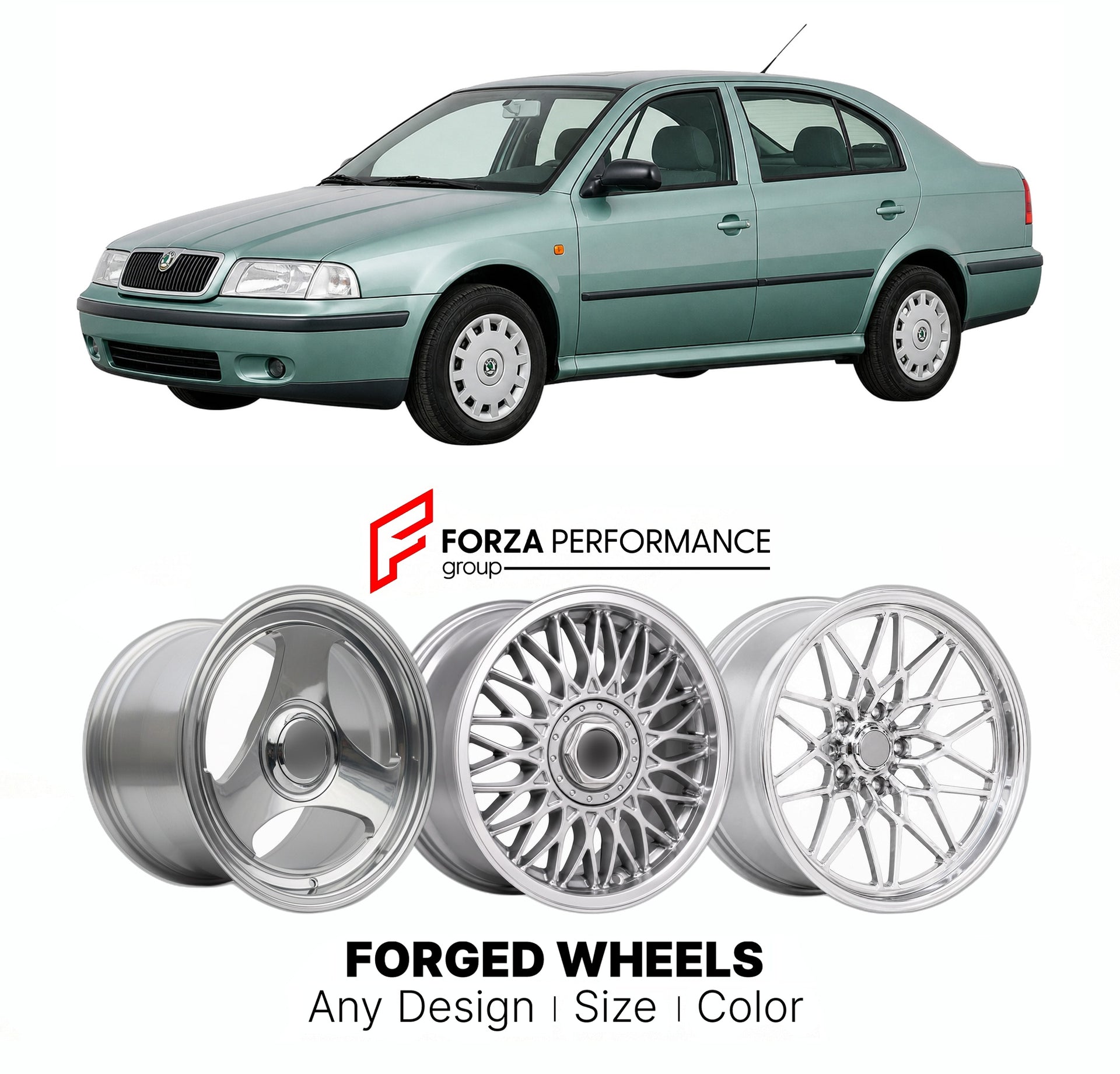 CUSTOM CLASSIC VINTAGE RESTOMOD RETRO OLD SCHOOL FORGED WHEELS RIMS for SKODA OCTAVIA I 1996 - 2010

Custom forged wheels for Skoda Octavia I 1996 - 2010. Classic, vintage, restomod wheel designs made to order in custom sizes, offsets, colors and finishes.

We manufacture premium quality forged wheels rims for Skoda Octavia I 1996 - 2010 in any design, size, color.

THIS WHEEL DESIGN CAN BE CUSTOM-MADE FOR YOUR CAR IN ANY SIZE AND COLOR OPTIONS
Available in monoblock, 2-piece, 3-piece, duoblock, beadlock
3D
